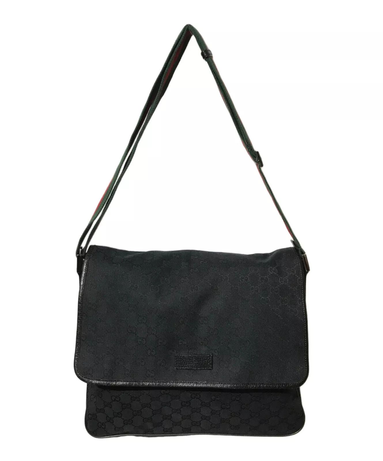 Gucci Gucci GG Monogram Web Canvas Messenger Bag Black Size ONE SIZE - 2 Thumbnail
