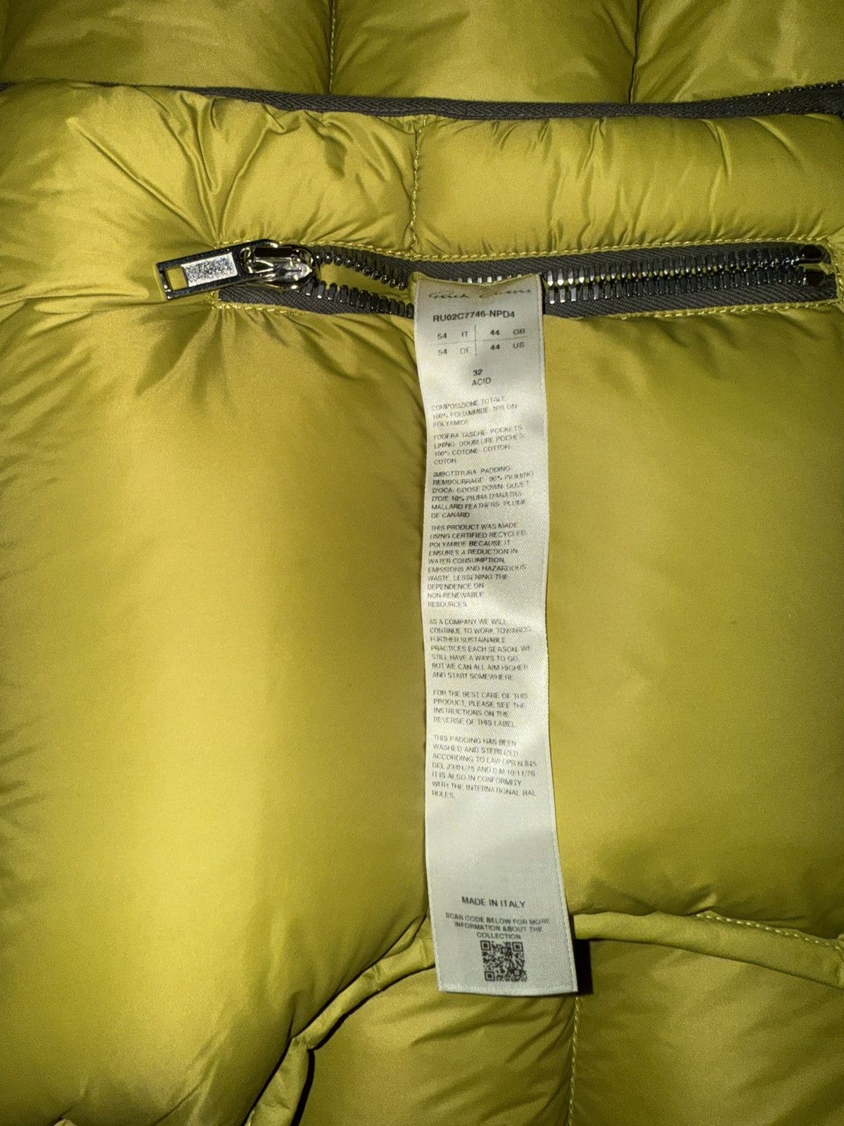 Rick Owens Rick Owens Acid Green Sealed Puffer Vest Size US L / EU 52-54 / 3 - 7 Thumbnail