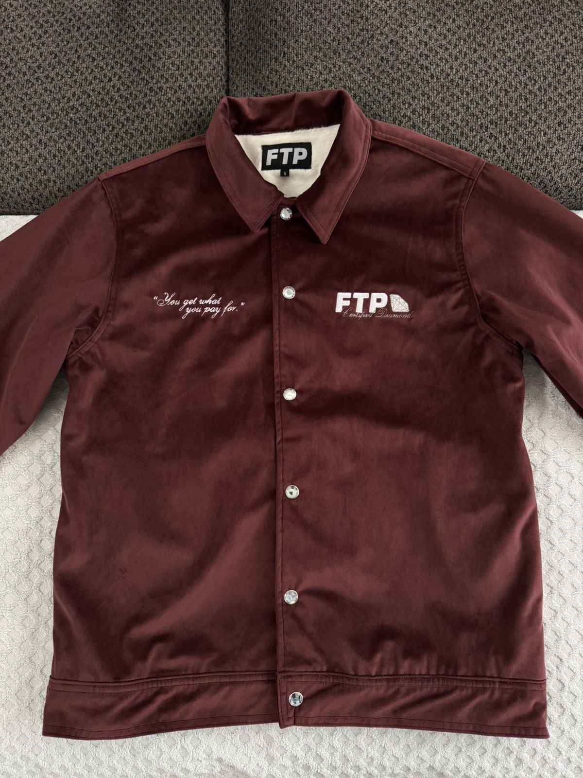 Fuck The Population FTP Diamond Dealer Coaches Jacket Maroon Small Velour SS24 Size US S / EU 44-46 / 1 - 3 Thumbnail