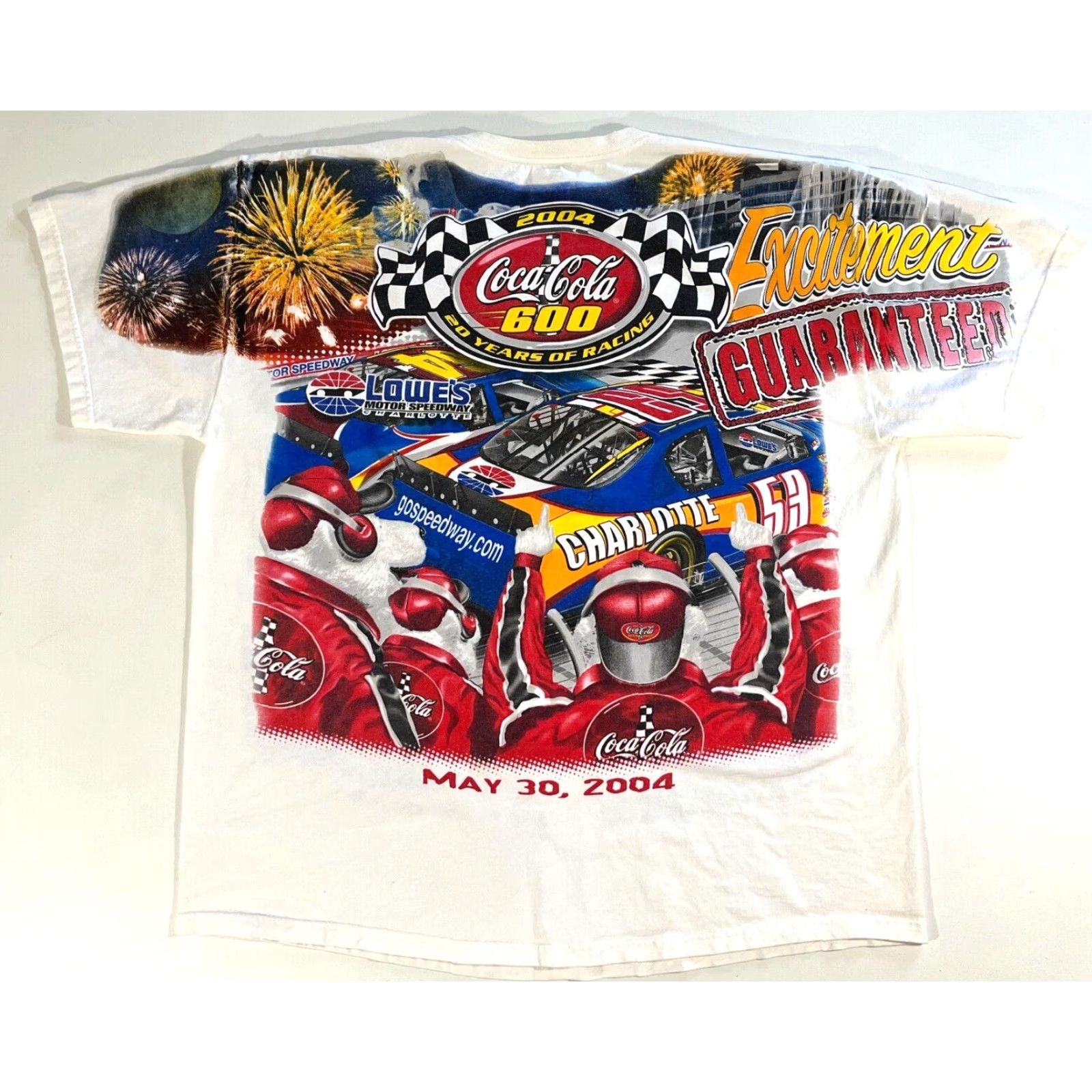 Chase Authentics VINTAGE The Thirst For Thirst 2004 Coca-Cola 6000 T-Shirt Chase Authentics Sz L Shirt Men White Cotton All-Over Print Racing 90s Size US L / EU 52-54 / 3 - 2 Thumbnail