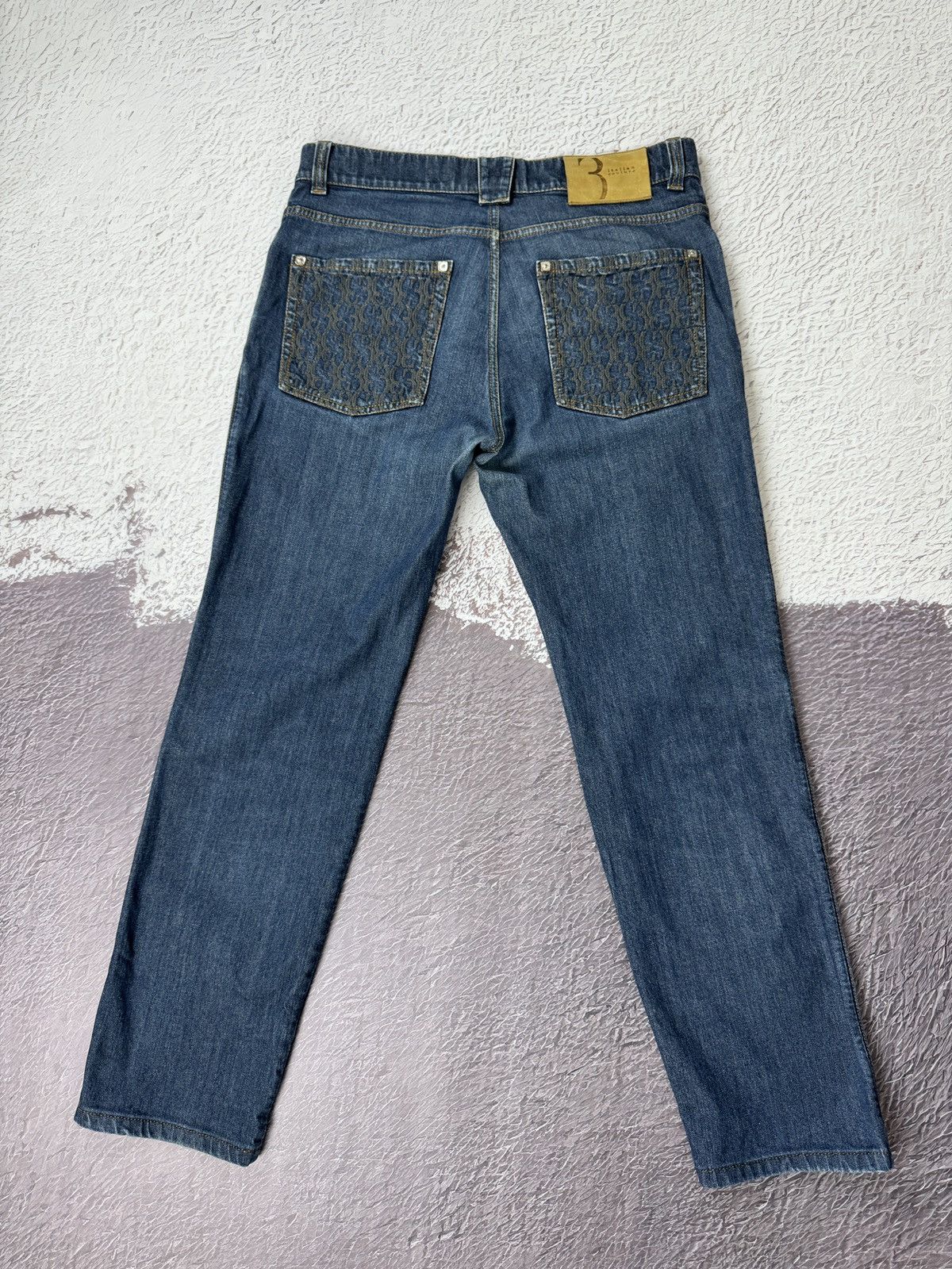 Billionaire Couture Billionaire Couture embroidered multilogo indigo jeans Size US 34 / EU 50 - 2 Thumbnail