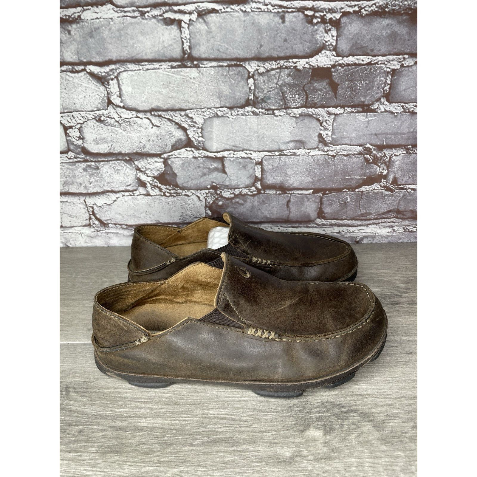 Olukai OluKai Moloa Brown Leather Slip On Beach Loafers Casual Shoe Size US 8 / EU 41 - 1 Thumbnail