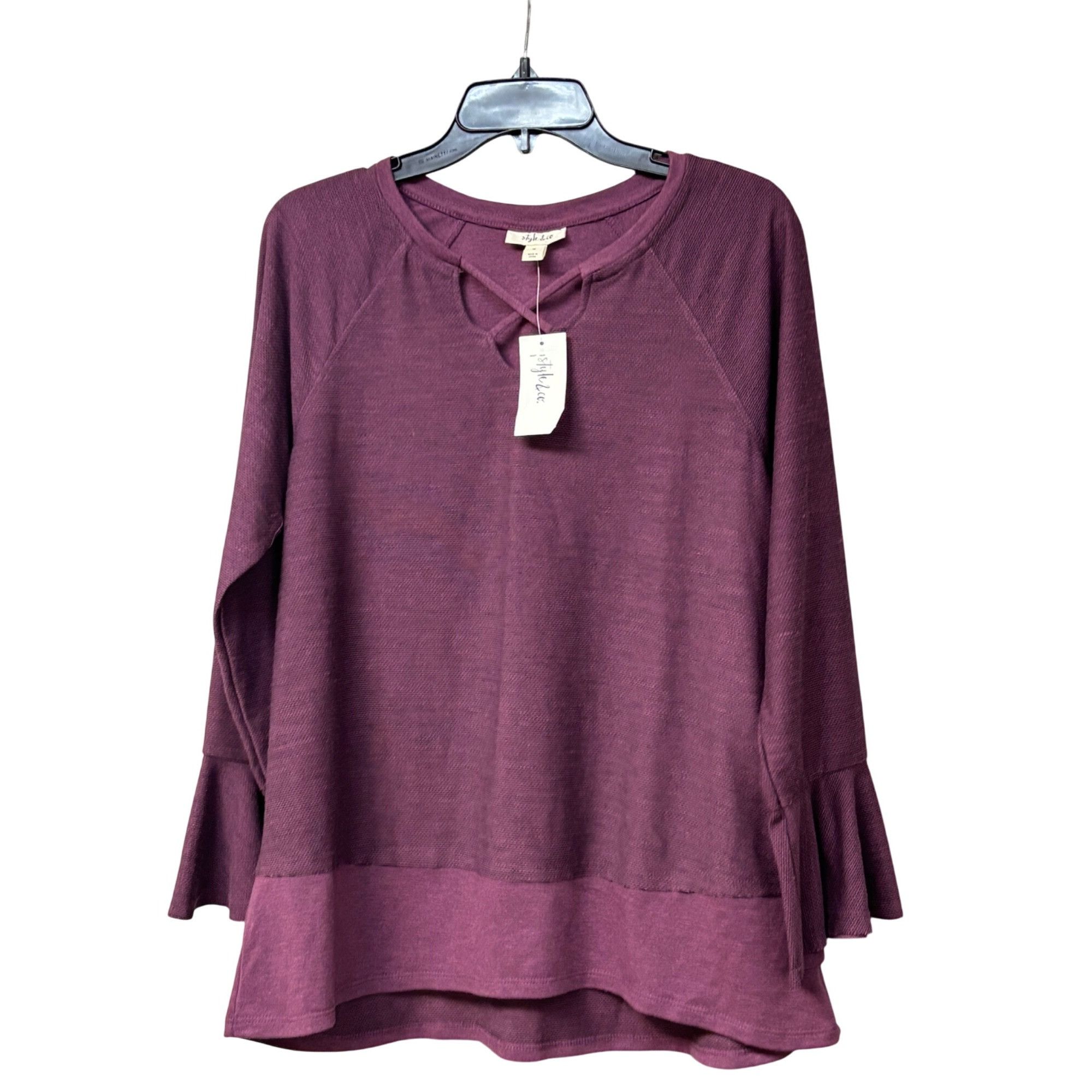Style & Co Style & Co X-Front Bell-Sleeve Top, Bordeaux, M Size M / US 6-8 / IT 42-44 - 9 Thumbnail