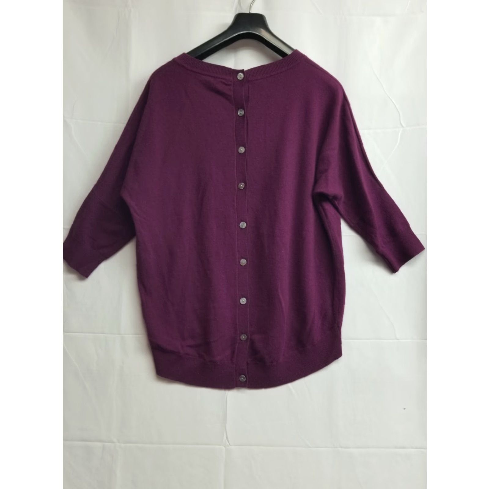 Jigsaw Jigsaw Jumper Bourgundy Knit Long Sleeve Back Button Up Burgundy L Women Size L Wool Blend 3/4 Sleeve Size L / US 10 / IT 46 - 2 Thumbnail