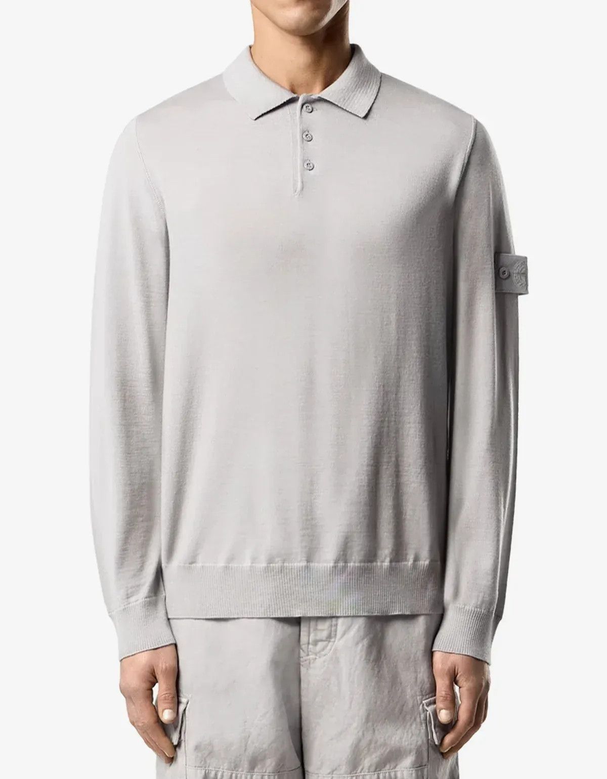 Stone Island Stone Island Ghost Grey Wool Long Sleeve Polo Shirt Size US M / EU 48-50 / 2 - 3 Thumbnail