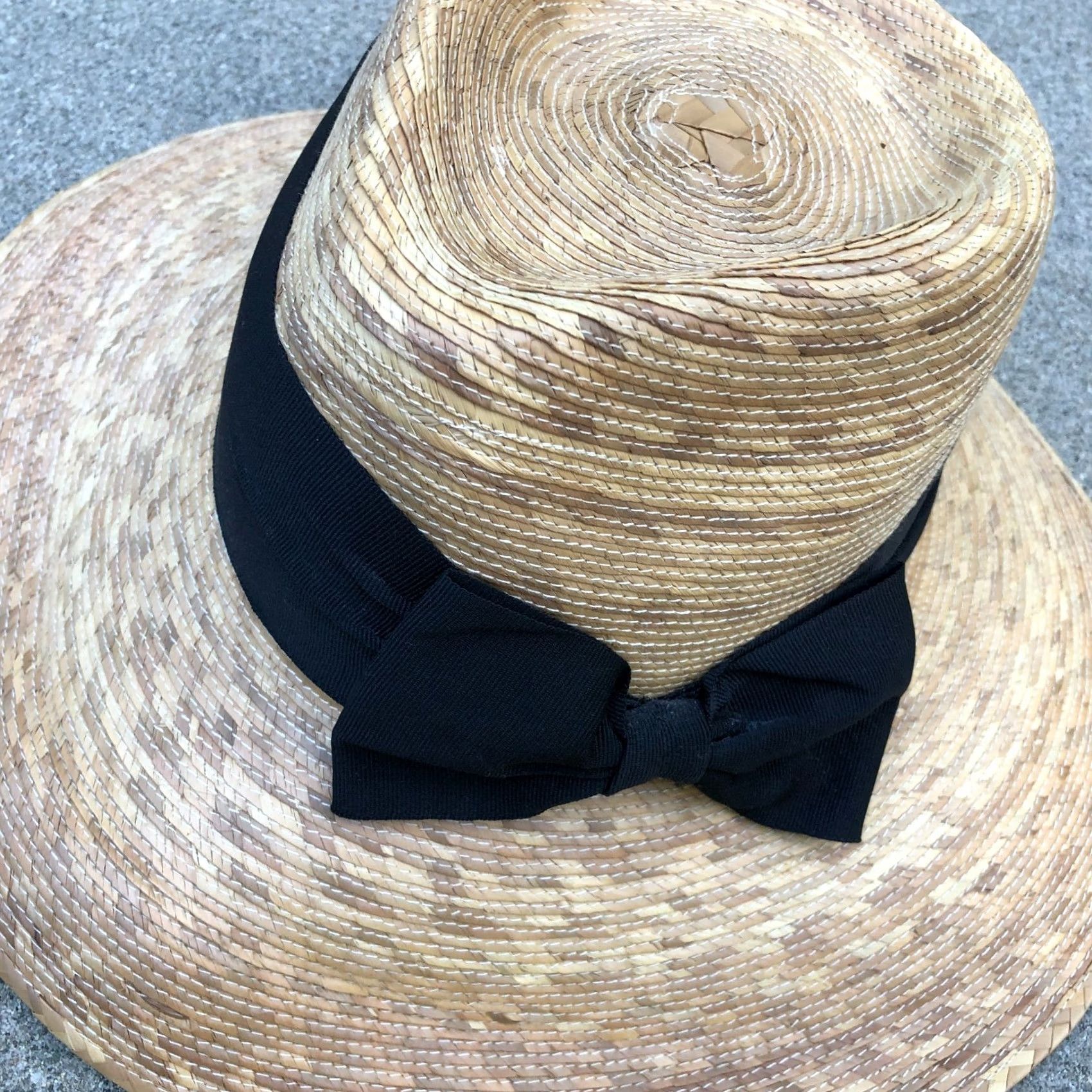 Vintage VINTAGE TULA Wide Brim Sun Hat Bow Women's One Size Straw Cap Fedora Hat Beige Sun Hat Womens One Size Beig e BO W Size ONE SIZE - 2 Thumbnail