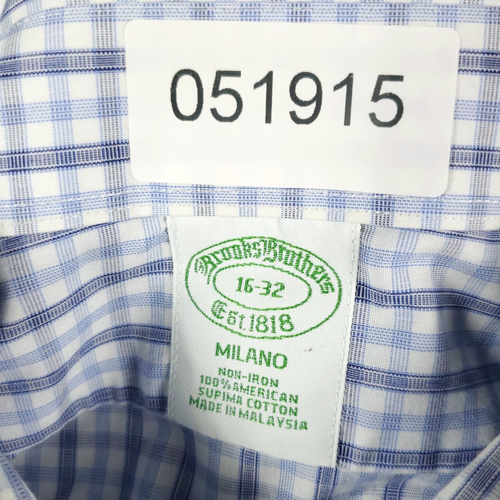 Brooks Brothers Brooks Brothers Shirt Mens Size 16 Blue Plaid Dress Button Up Long Sleeve Size 42R - 6 Thumbnail