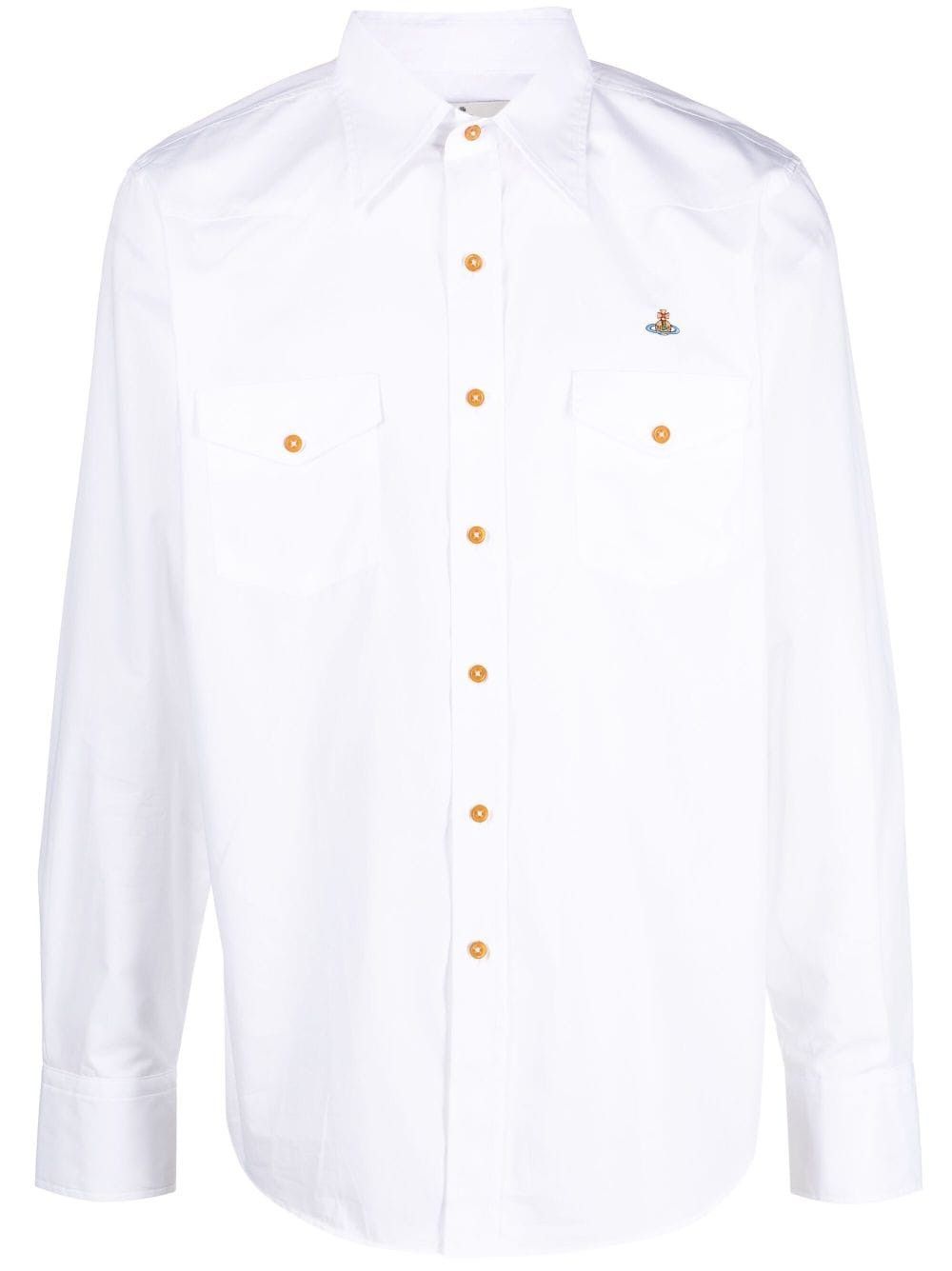 Vivienne Westwood o1y0525 Logo Solid Color Shirt in White Size US M / EU 48-50 / 2 - 1 Thumbnail