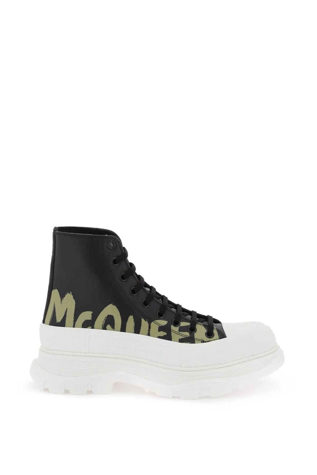 image of Alexander Mcqueen O1S22I1N1223 Ankle Boots In Khaki Black, Men's (Size 9)
