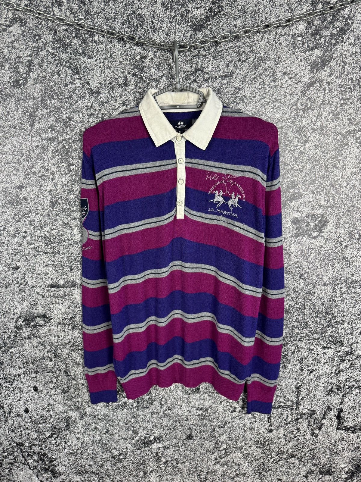 La Martina La Martina Polo Shirt Long Sleeve Striper Rugby Style Size M Size US M / EU 48-50 / 2 - 1 Thumbnail