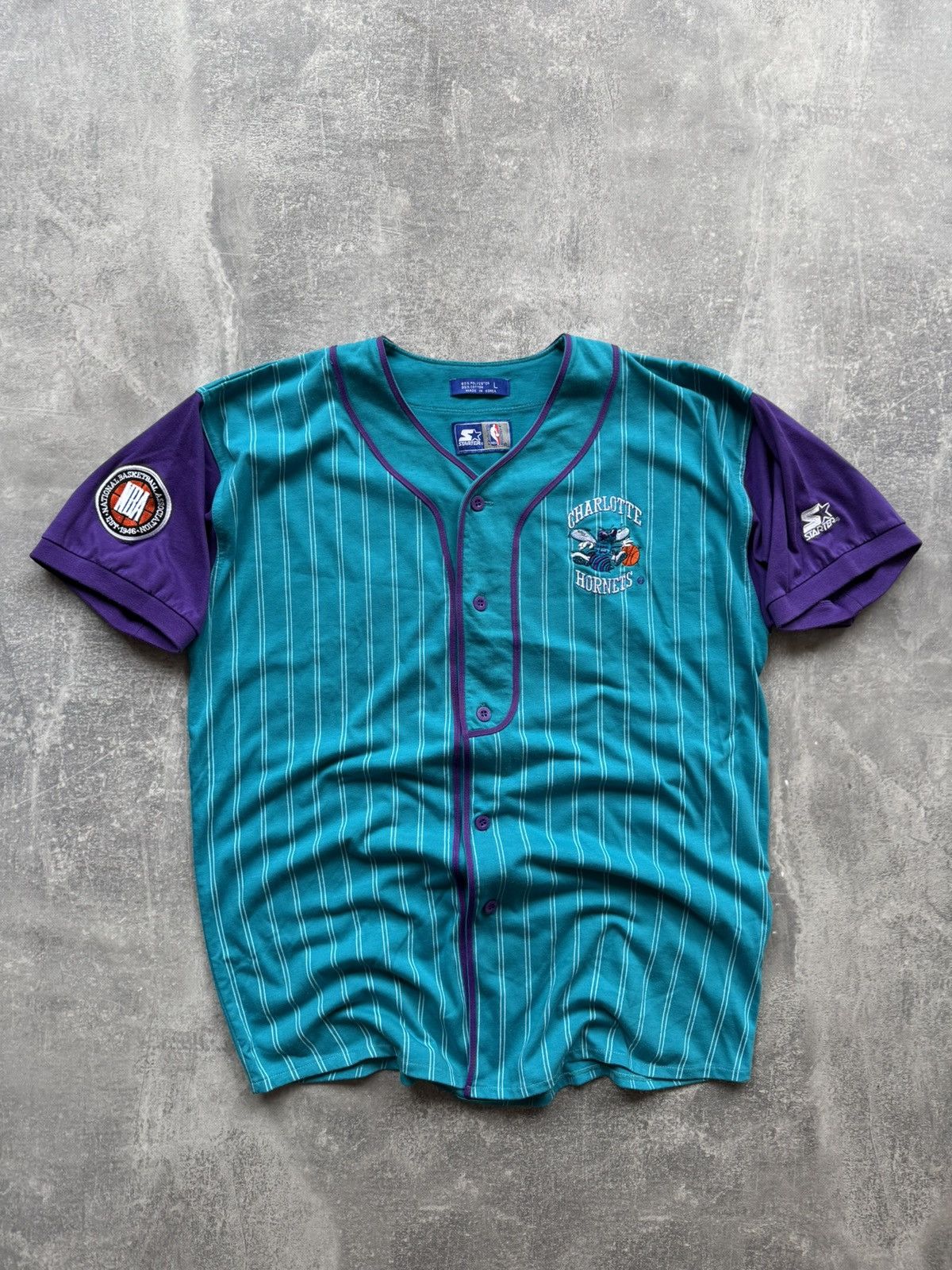 NBA × Starter × Vintage Charlotte Hornets 90s Vintage Baseball Starter Jersey Shirt Size US L / EU 52-54 / 3 - 1 Thumbnail