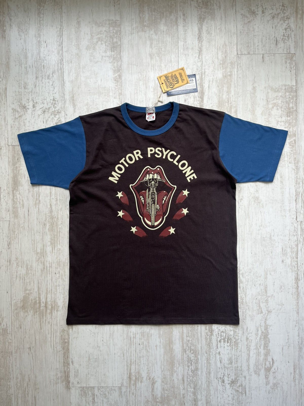 Freewheelers Power Wear Motor Psyclone LEWD CYCLE Brown T-Shirt Japan Size US XL / EU 56 / 4 - 1 Thumbnail