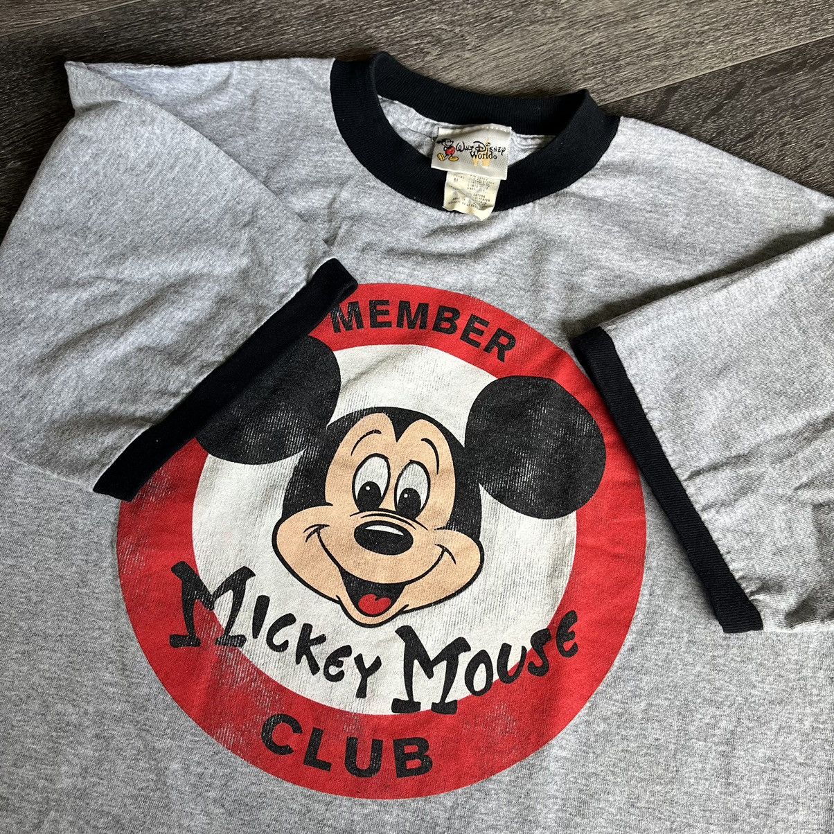 Disney Vintage 2000s Mickey Mouse Club Member Ringer Logo Tee Shirt Size US M / EU 48-50 / 2 - 3 Thumbnail