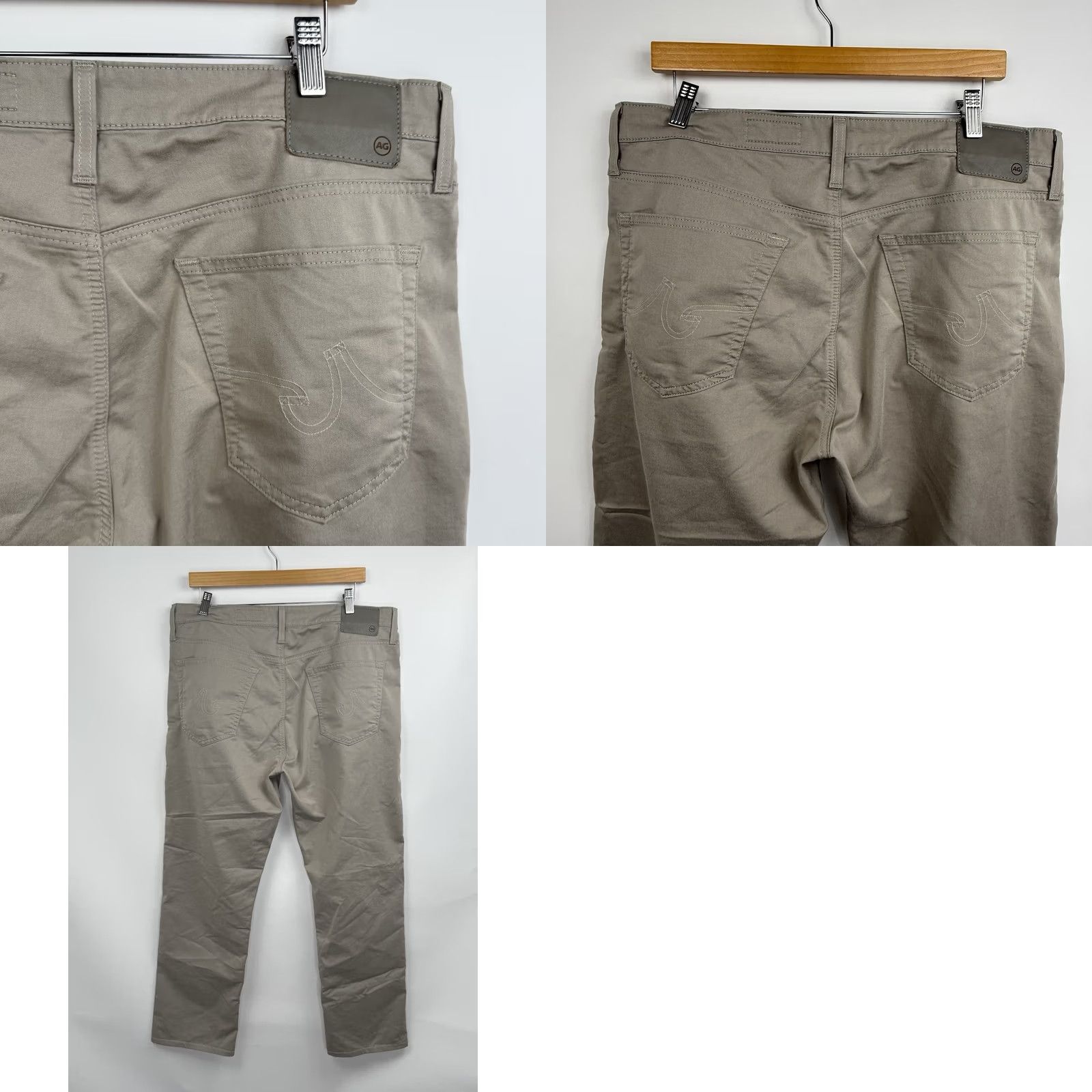 Vintage AG Adriano Goldschmied The Everett Slim Straight Chino Pants Mens 37x28 Beige Size US 35 - 9 Thumbnail