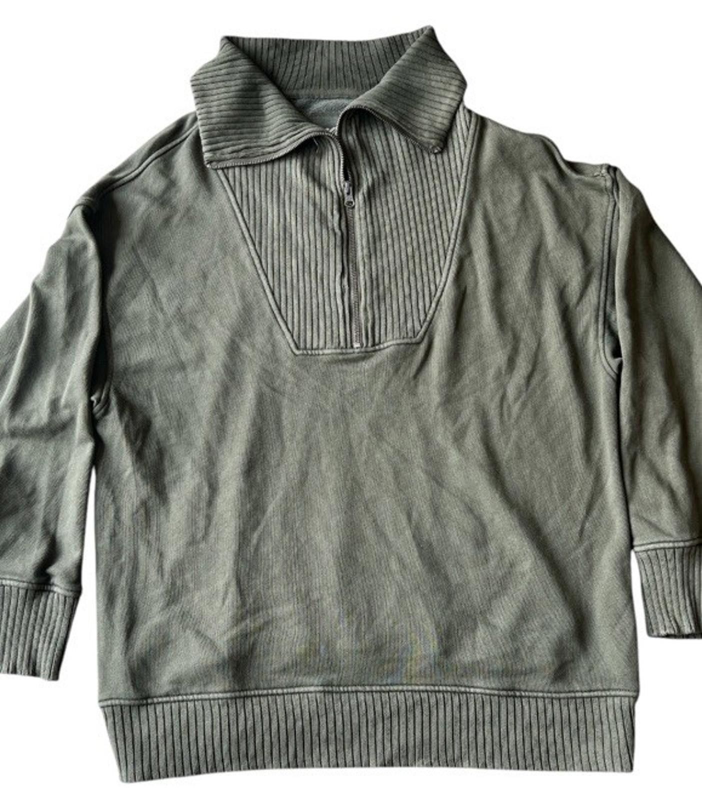 Designer Aerie Down To Earth Quarter Zip Olive Green Sweatshirt Size M / US 6-8 / IT 42-44 - 3 Thumbnail