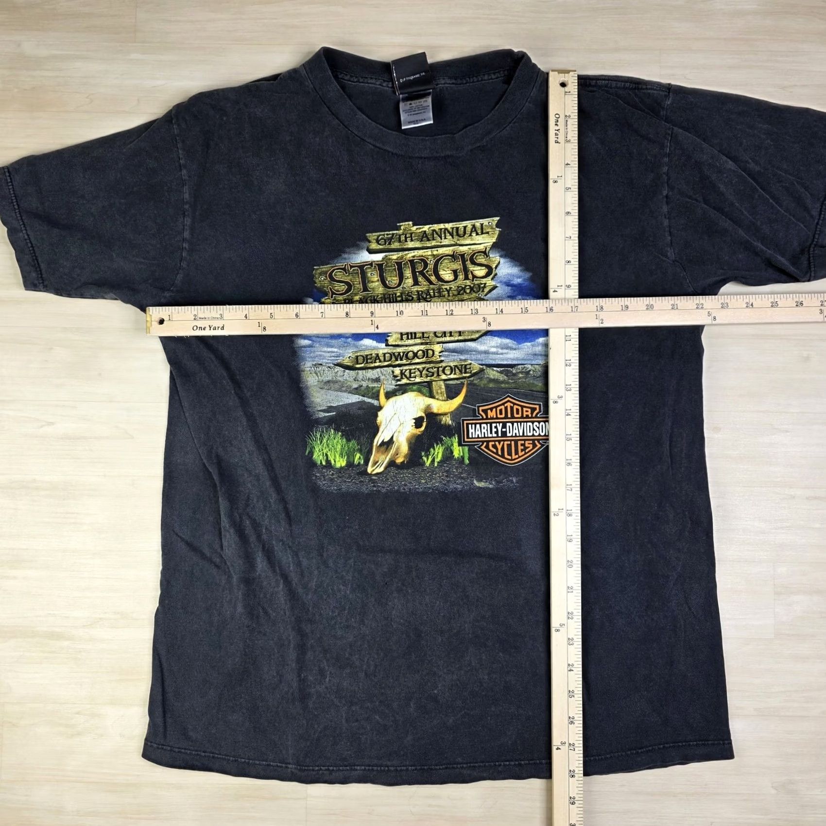 Harley Davidson Vintage Harley-Davidson Sturgis Shirt Mens Large Black 2007 Biker Rally Rapid City Graphic Print Double-Sided 100% Cotton T-Shirt Velar? Size US L / EU 52-54 / 3 - 5 Thumbnail