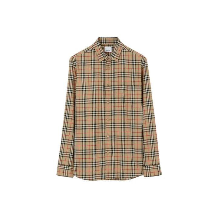 Burberry Burberry Beige Plaid Long Sleeve Shirt Size US L / EU 52-54 / 3 - 1 Thumbnail