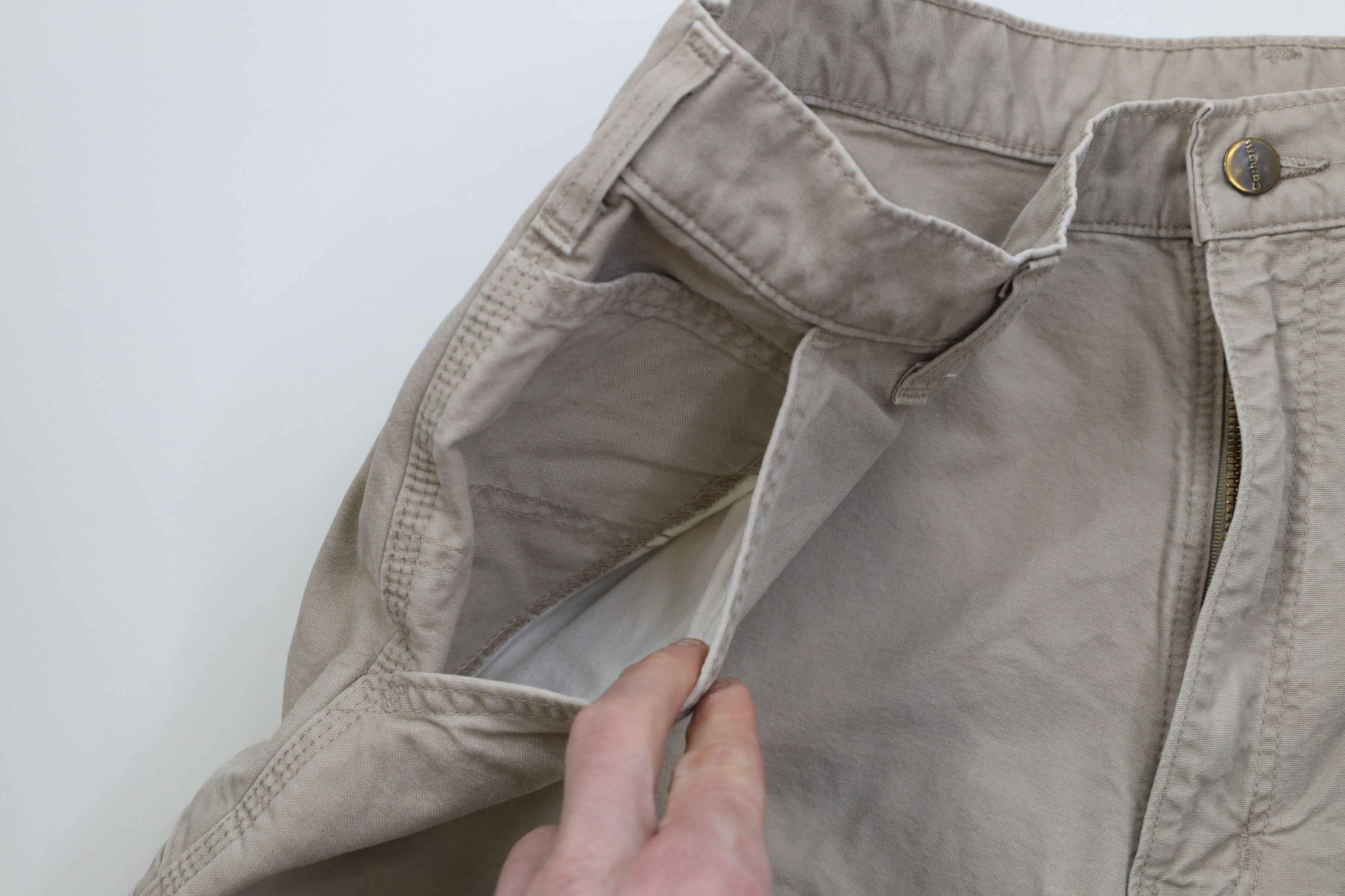 Carhartt Vintage Y2K Carhartt Canvas Dungaree Shorts Tan Beige Size US 40 / EU 56 - 7 Thumbnail