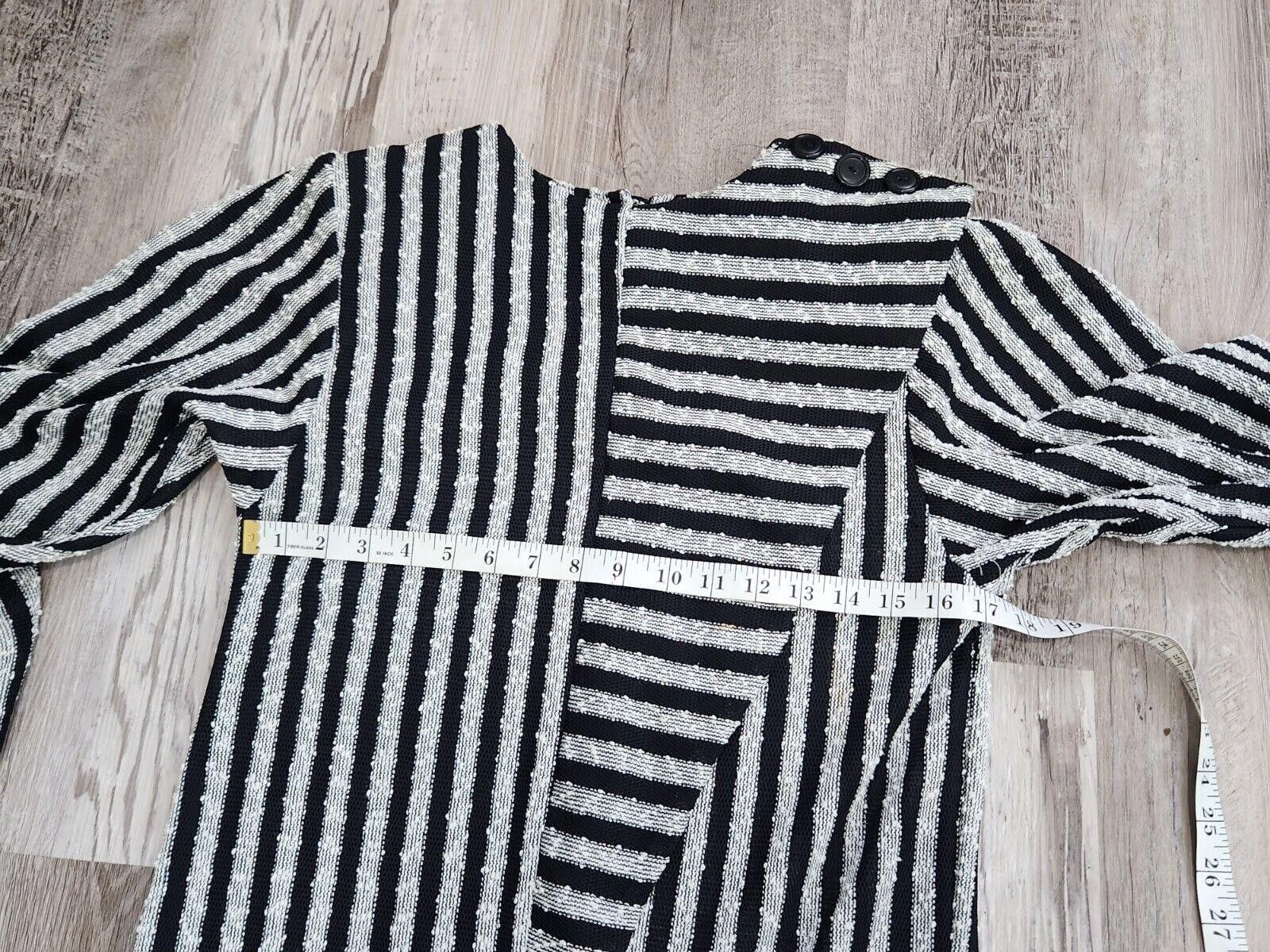 Designer Vintage Union Made Dress Black White Stripes 10 Sheath Knee Size L / US 10 / IT 46 - 4 Thumbnail