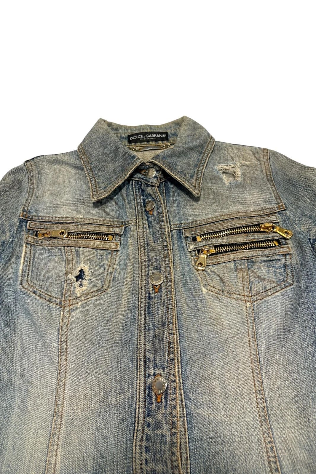 Dolce & Gabbana Dolce & Gabbana distressed blue multizip denim jacket Size S / US 4 / IT 40 - 3 Thumbnail