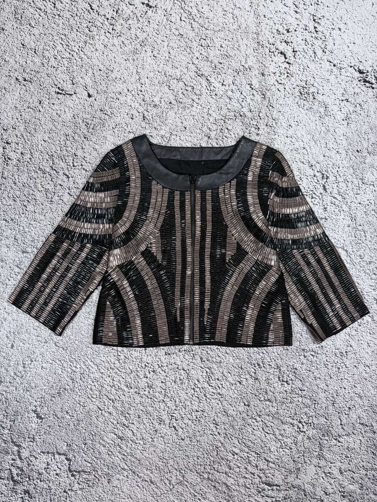 Morgan De Toi MORGAN DE TOI Art Deco Beaded Crop Jacket T40/M Y2K Size M / US 6-8 / IT 42-44 - 1 Thumbnail