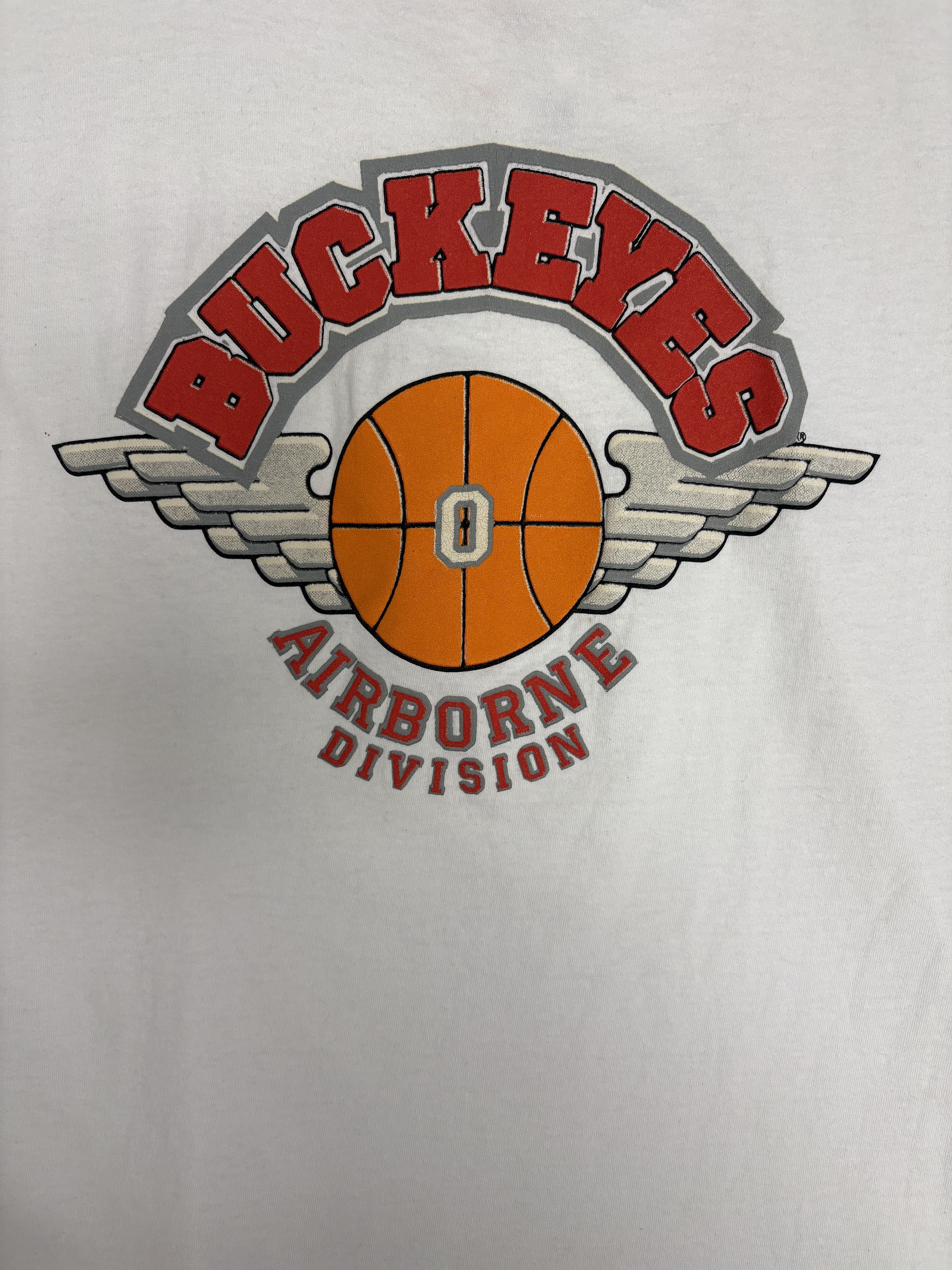 Vintage Buckeyes Airborne Division Vintage White T-Shirt Tee Size US L / EU 52-54 / 3 - 2 Thumbnail