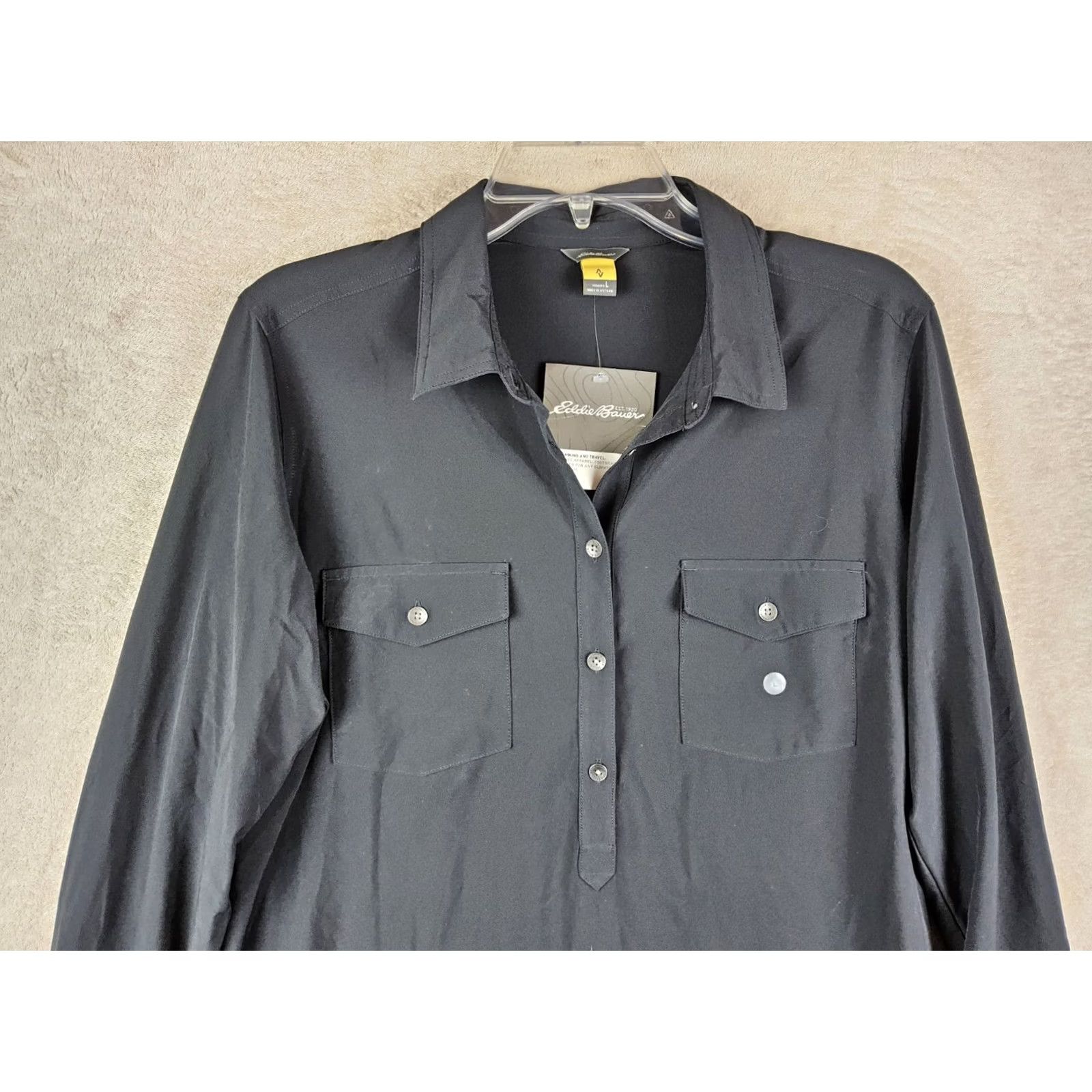 Eddie Bauer Eddie Bauer Shirt Womens L Black Women Departure Long Sleeve UPF Dress Size Size L / US 10 / IT 46 - 3 Thumbnail