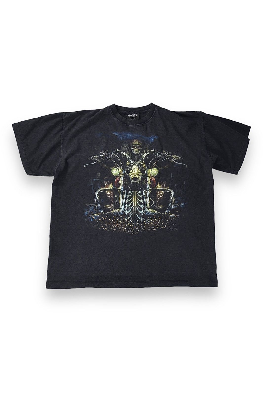 Vintage Rock Vintage Faded Biker Skull Graphic Tee 90s Size US XL / EU 56 / 4 - 4 Thumbnail