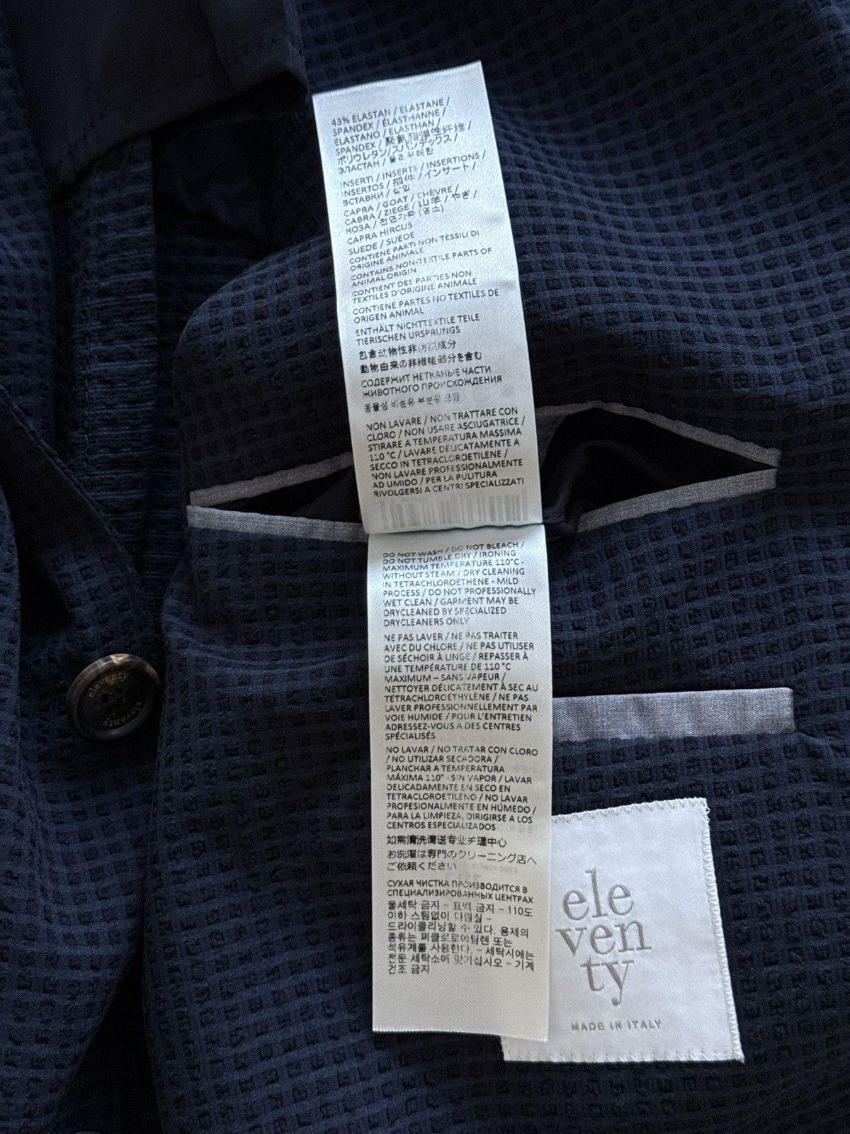Eleventy Eleventy Navy Blue Textur Lightweight Blazer Jacket Size 44R - 11 Thumbnail