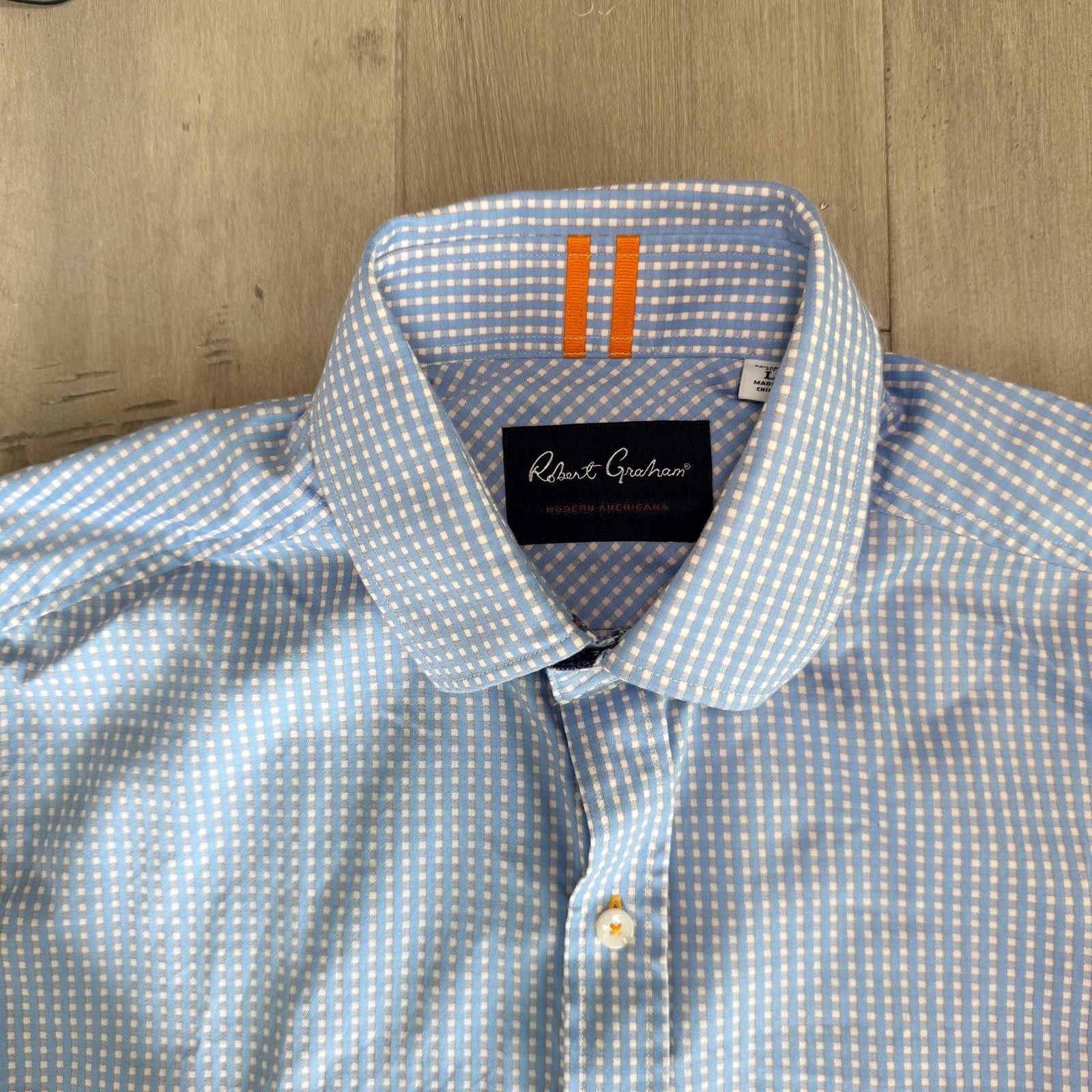 Robert Graham Robert Graham Men's Blue Checkered Dress Shirt Size L Size US L / EU 52-54 / 3 - 2 Thumbnail