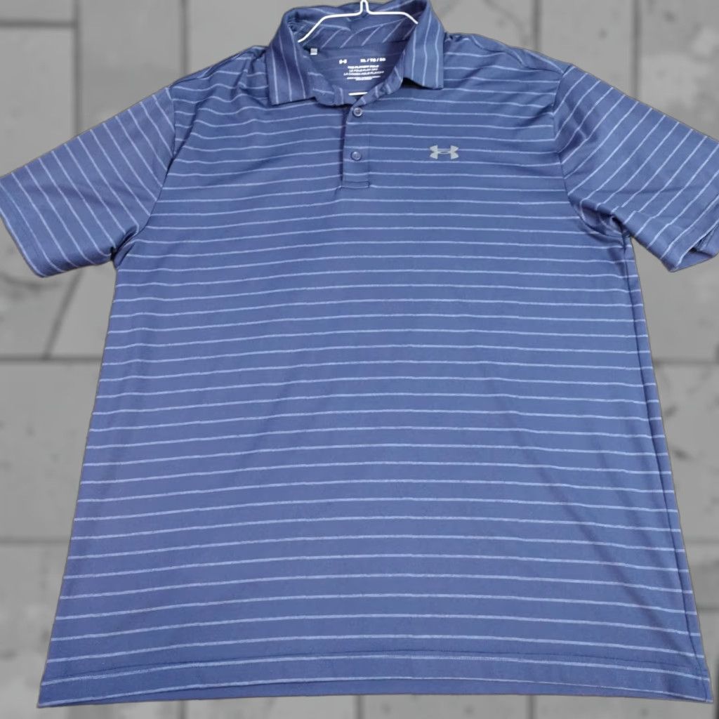 Under Armour Under Armour Polo Shirt XL Blue Striped Performance Golf Shirt Mens Size US XL / EU 56 / 4 - 1 Thumbnail