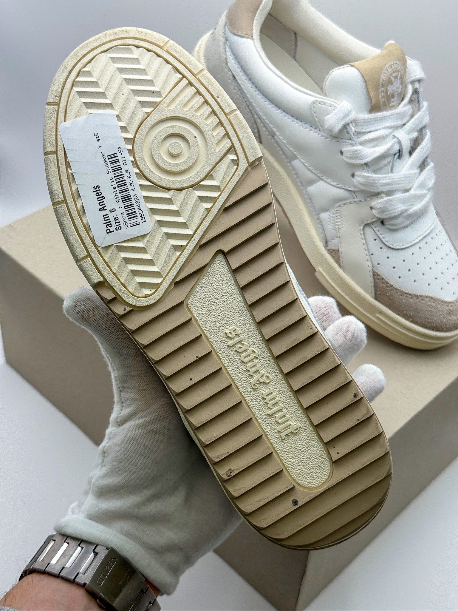 Palm Angels Palm Angels University White Beige Luxury Sneakers Size US 6 / IT 36 - 14 Thumbnail