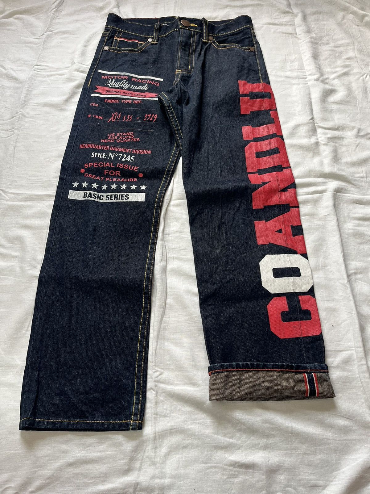 If Six Was Nine × Japanese Brand Selvedge Co & Lu Denim Jeans Motor Racing Spellout Size US 30 / EU 46 - 3 Thumbnail