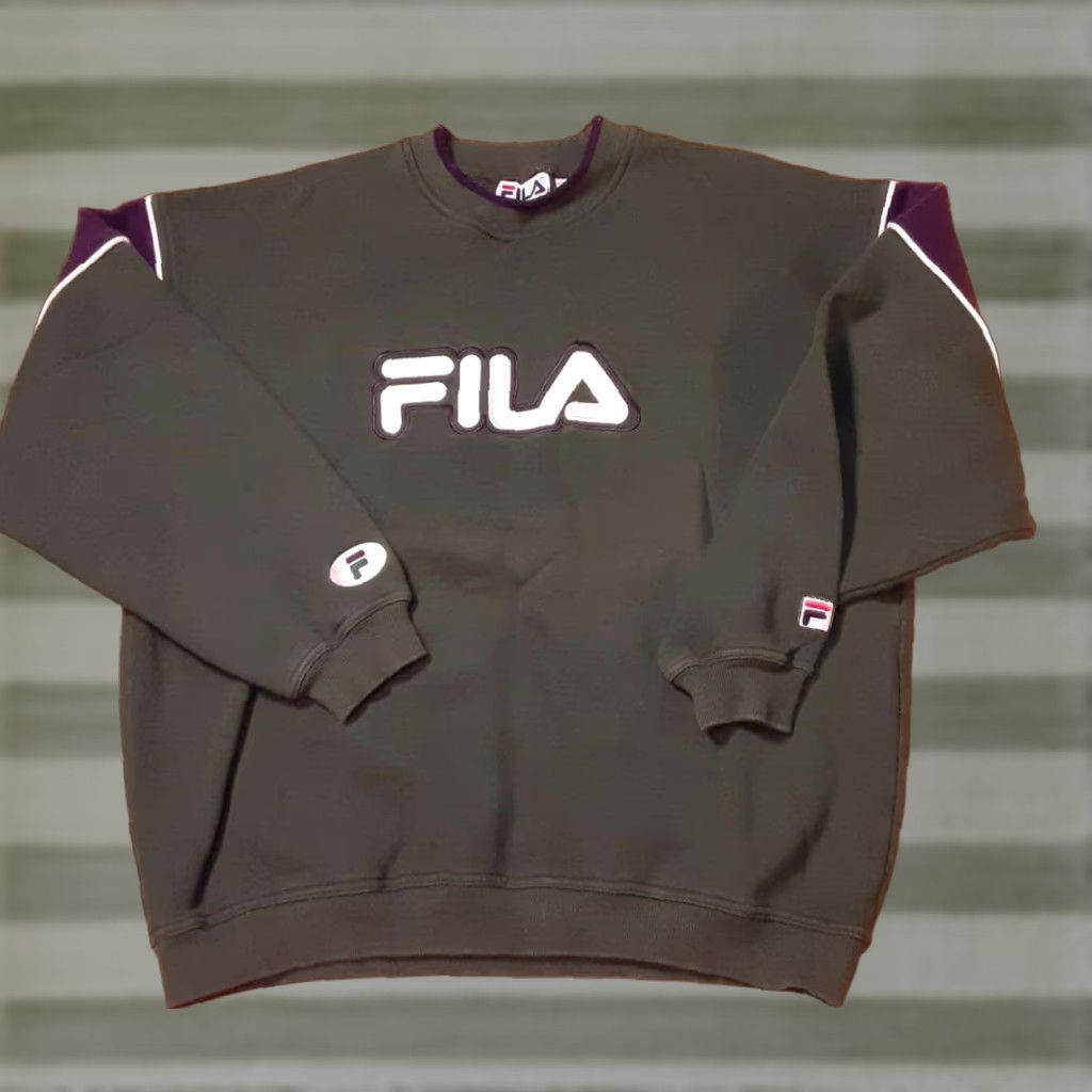 Fila VINTAGE FILA Sweatshirt 1990s Embroidered Spell-Out Green-Blue LG Mens Pullover Round Neck Hard to Overlook 90s Theme Size US L / EU 52-54 / 3 - 1 Thumbnail