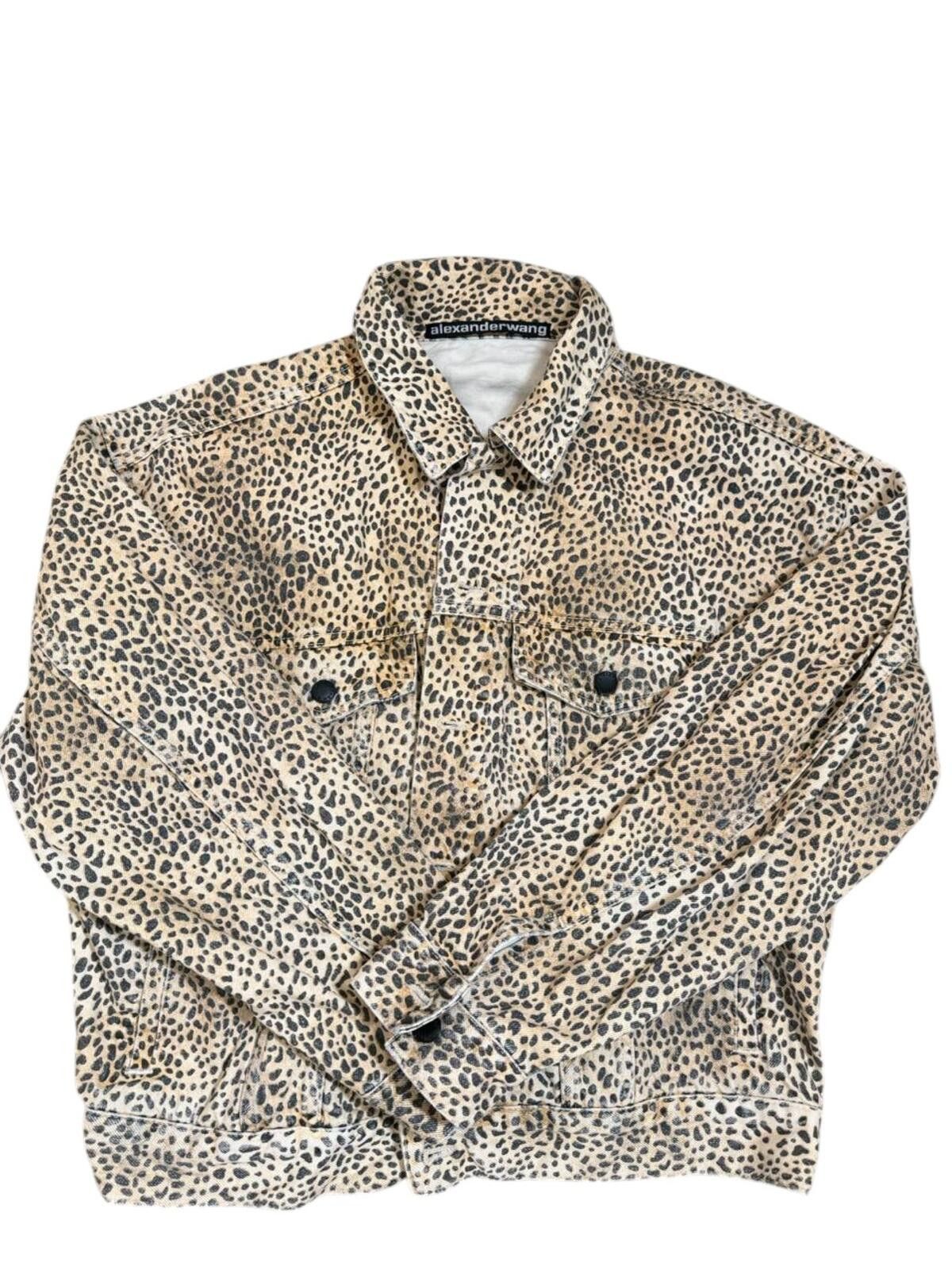 Alexander Wang Alexander Wang "Game" Leopard Print Denim Trucker Jacket Size L / US 10 / IT 46 - 2 Thumbnail
