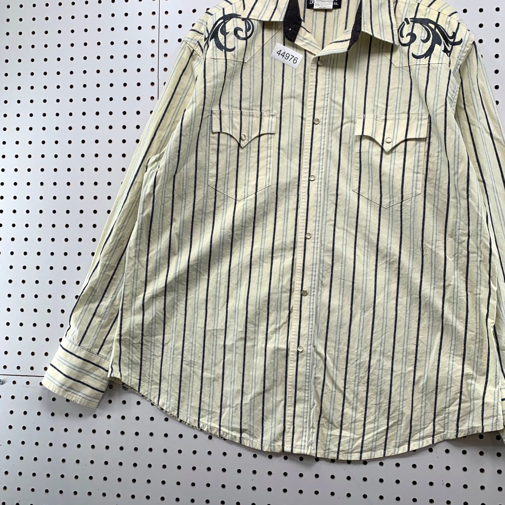Wrangler VINTAGE Wrangler Snap Shirt Mens XL Beige Striped Western Cowboy Long Sleeve Size US XL / EU 56 / 4 - 3 Thumbnail