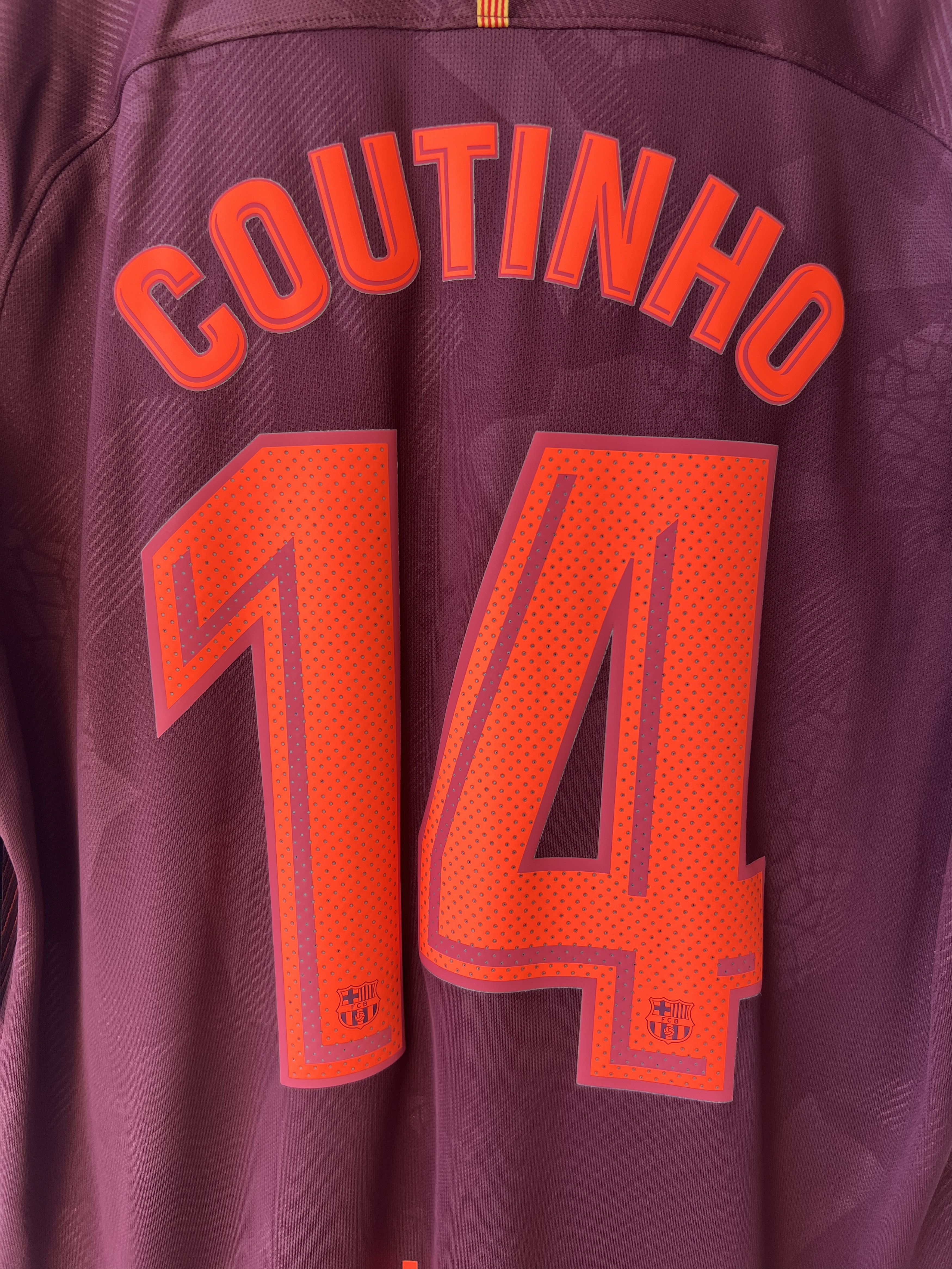 Nike (L) Barcelona 2017-18 Third Kit Coutinho #14 (NEW) Size US L / EU 52-54 / 3 - 6 Thumbnail
