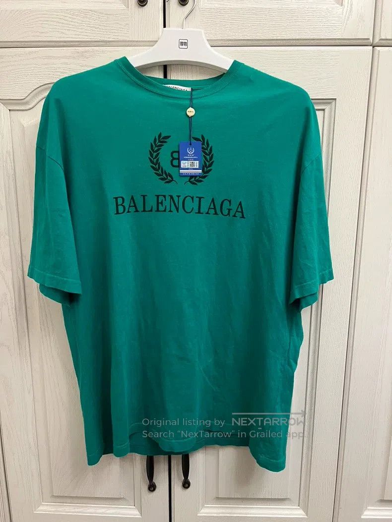 Balenciaga Balenciaga Wheat Ear Logo Short Sleeve T-Shirt - Black/Gre Size US M / EU 48-50 / 2 - 8 Thumbnail