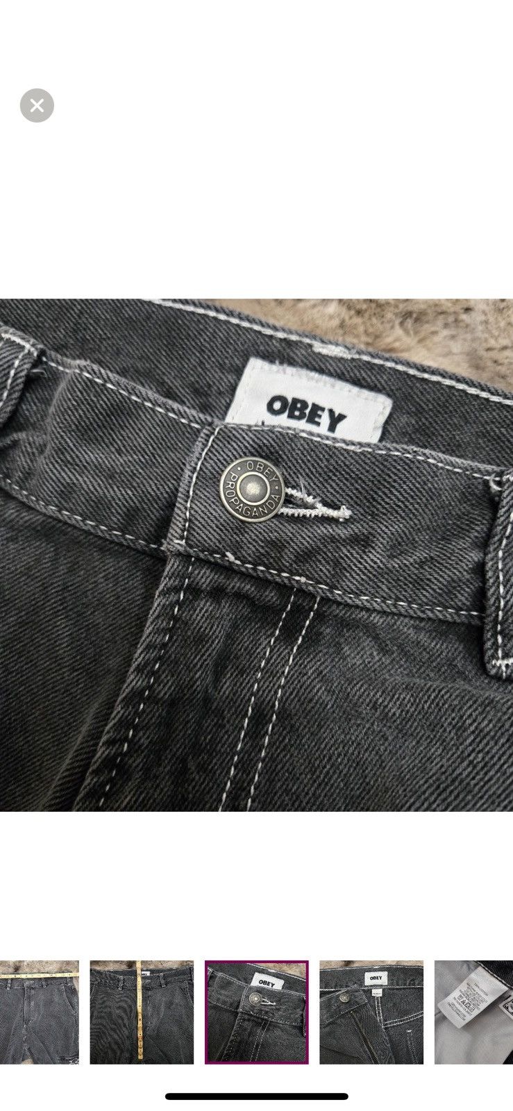 Obey Y2K OBEY Charcoal Black Wash Cargo Straight Wide Pants 30x30 Size US 30 / EU 46 - 9 Thumbnail
