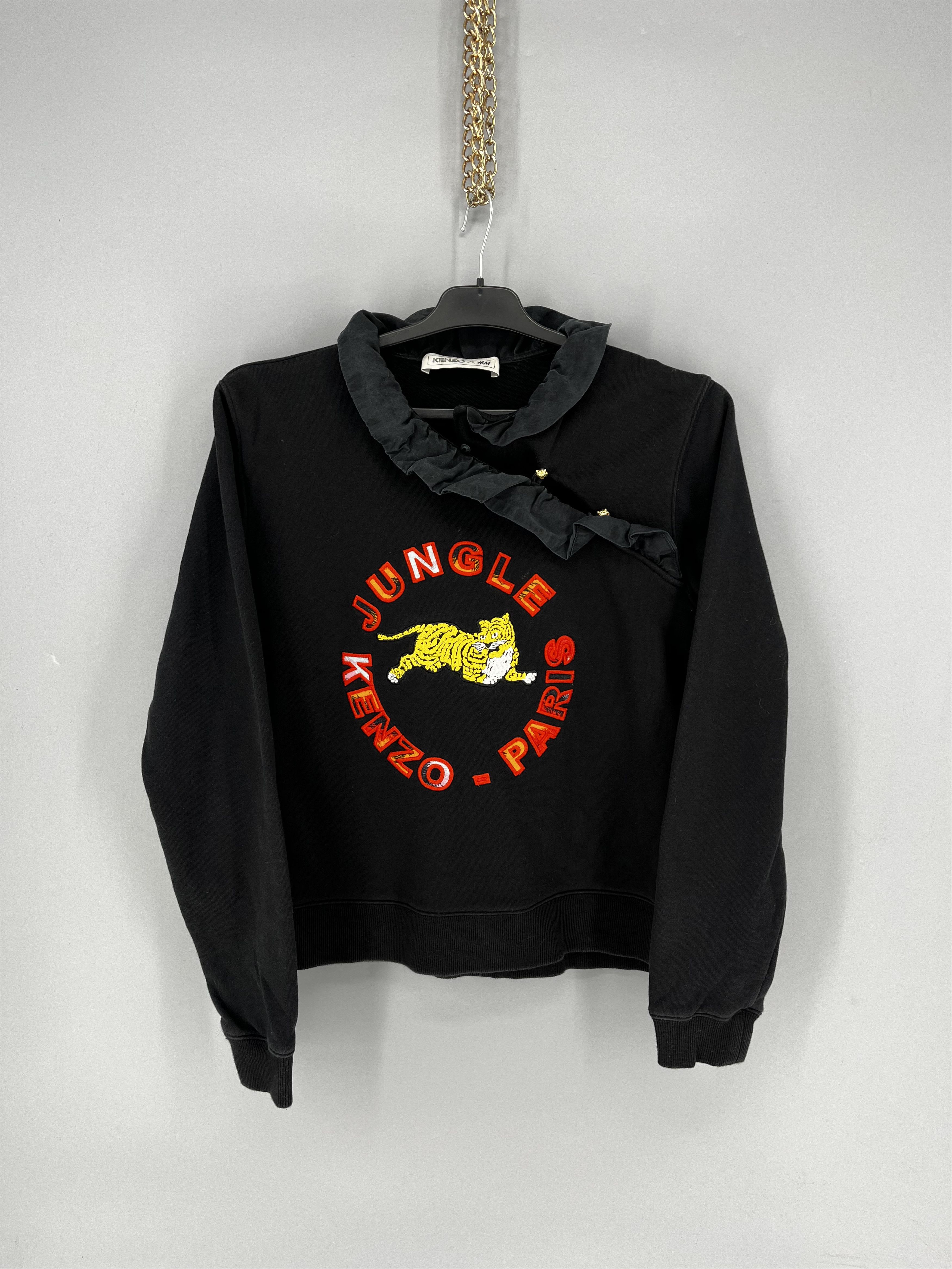 Kenzo KENZO X H&M Jungle Paris Black Ruffle Neck Sweater Sz M Size M / US 6-8 / IT 42-44 - 1 Thumbnail