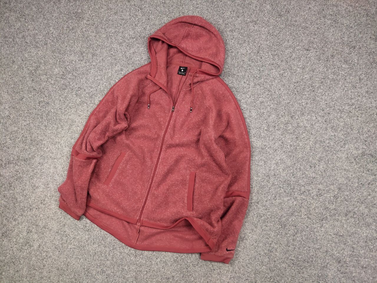 Nike Nike Fleece womens oversized zip-up burgundy Hoodie Size L / US 10 / IT 46 - 3 Thumbnail