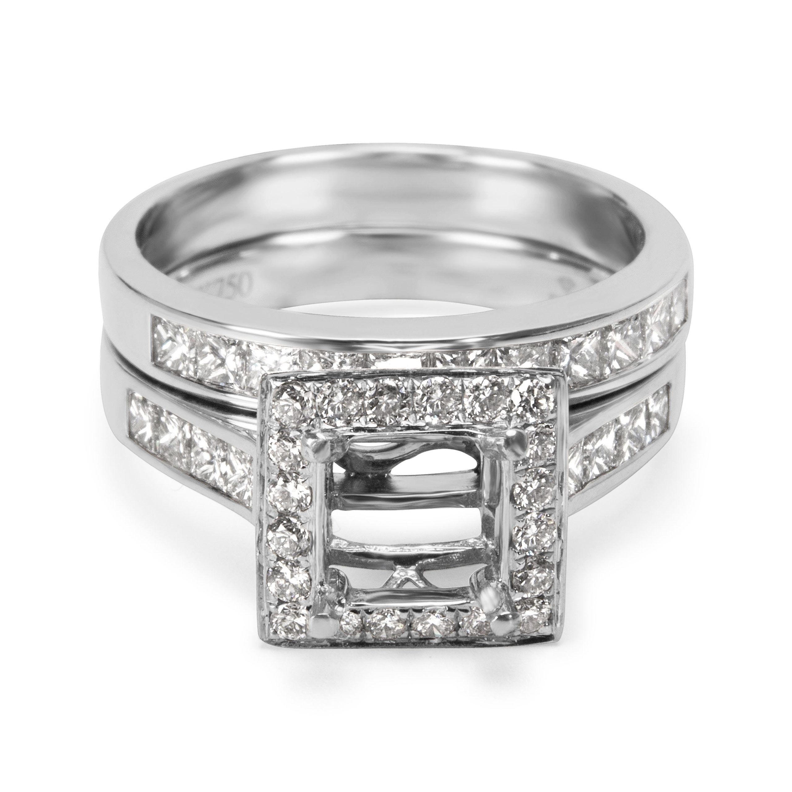 image of Tiffany Co Square Halo Princess Diamond Engagement Ring Setting In 18Kt Gold, Women's