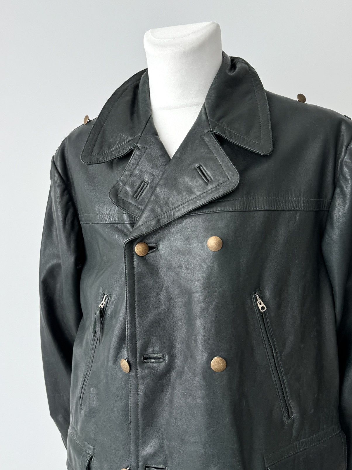 Vintage 1950s Vintage German Dispatch Riders Leather Jacket Size US L / EU 52-54 / 3 - 4 Thumbnail