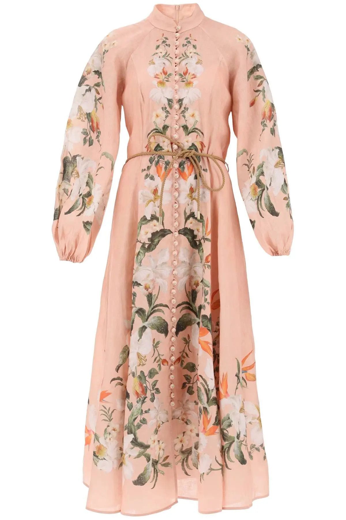 Image of Zimmermann O1S22I1N1223 Lexi Billow Long Shirt Dress In Pink, Women's (Size Small)