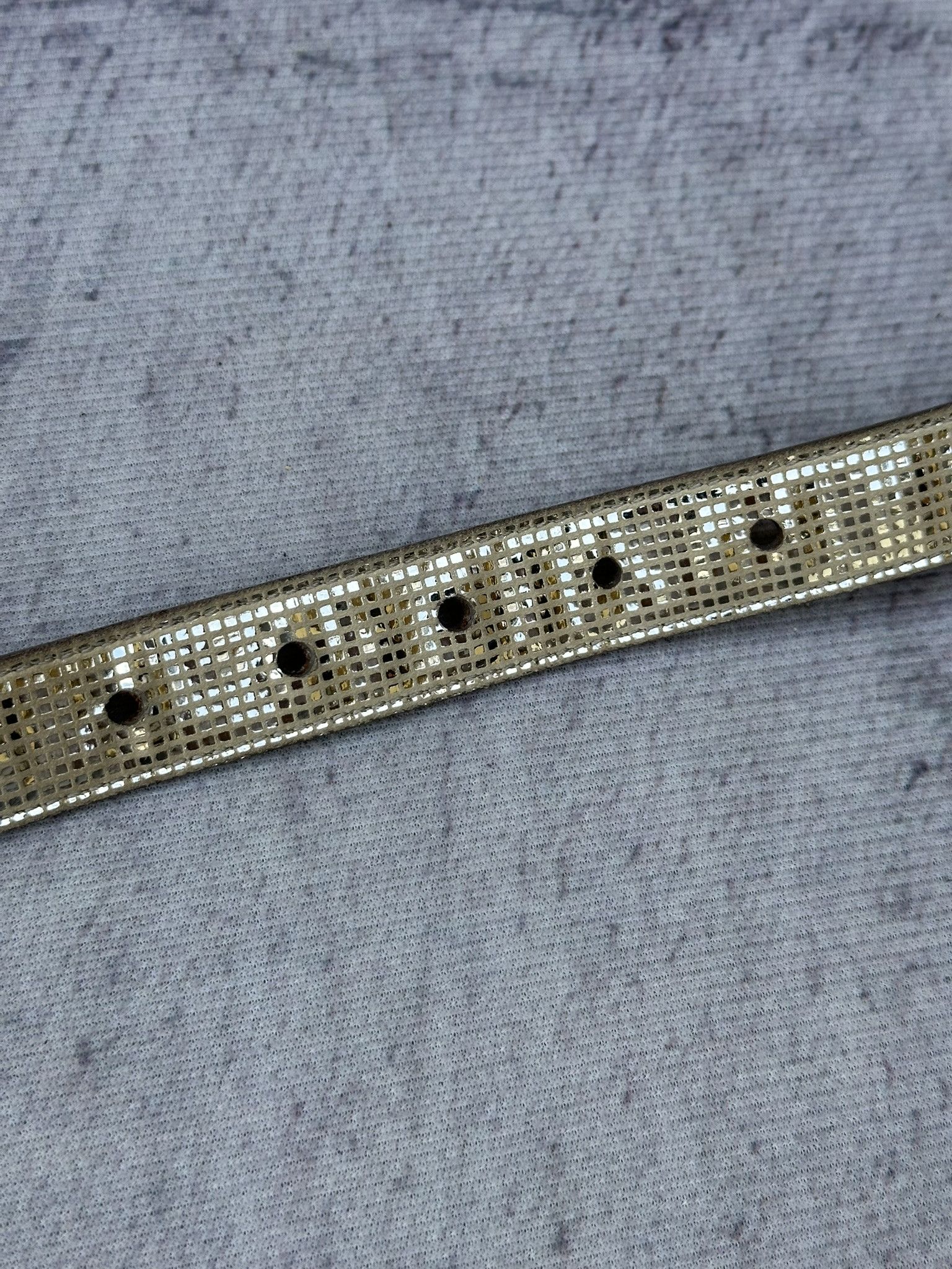 Fendi Belt Glass Buckle Shiny Reflective Champagne Gold
