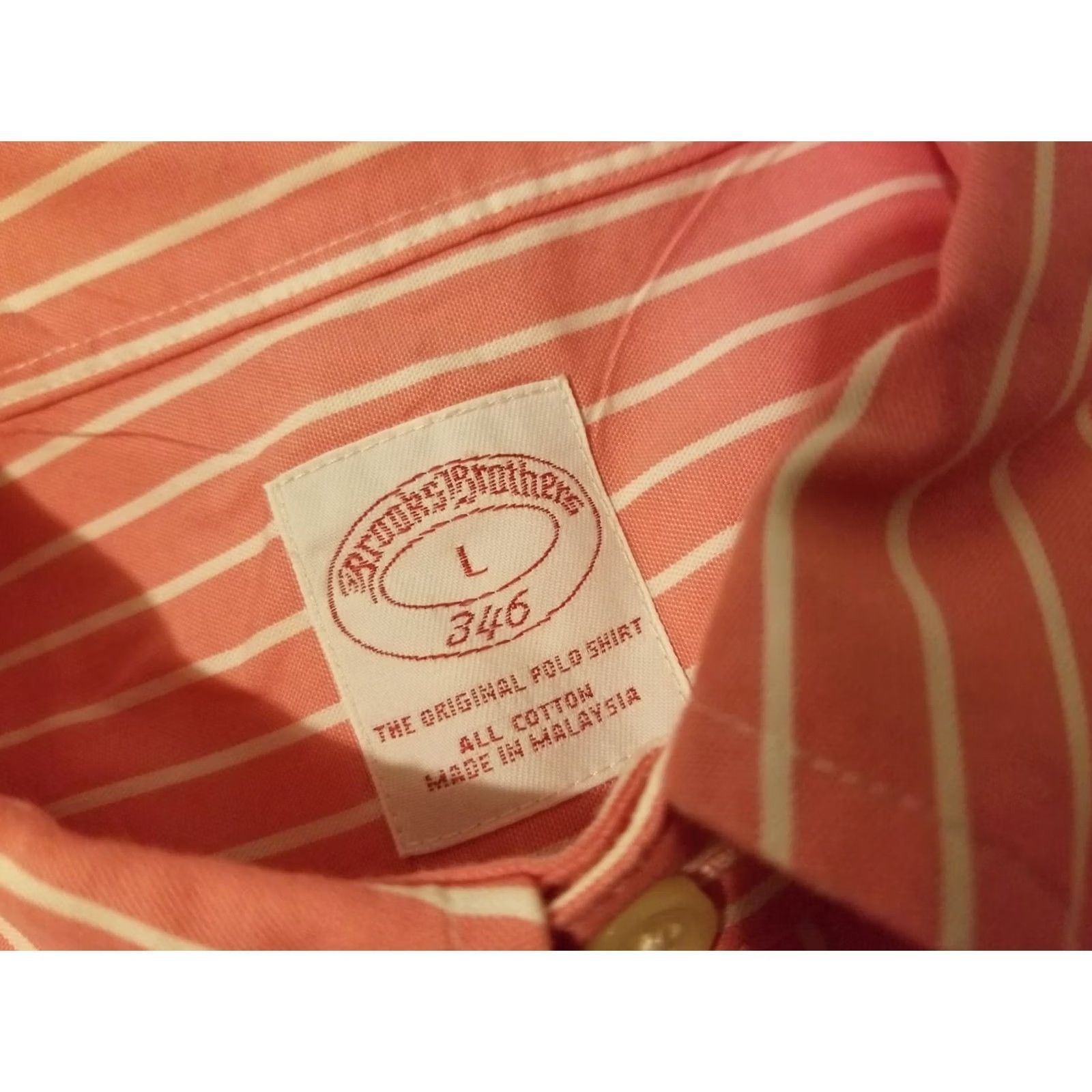 Brooks Brothers Mens Brooks Brothers Dress Shirt Large Pink Button Cotton Size 42R - 3 Thumbnail