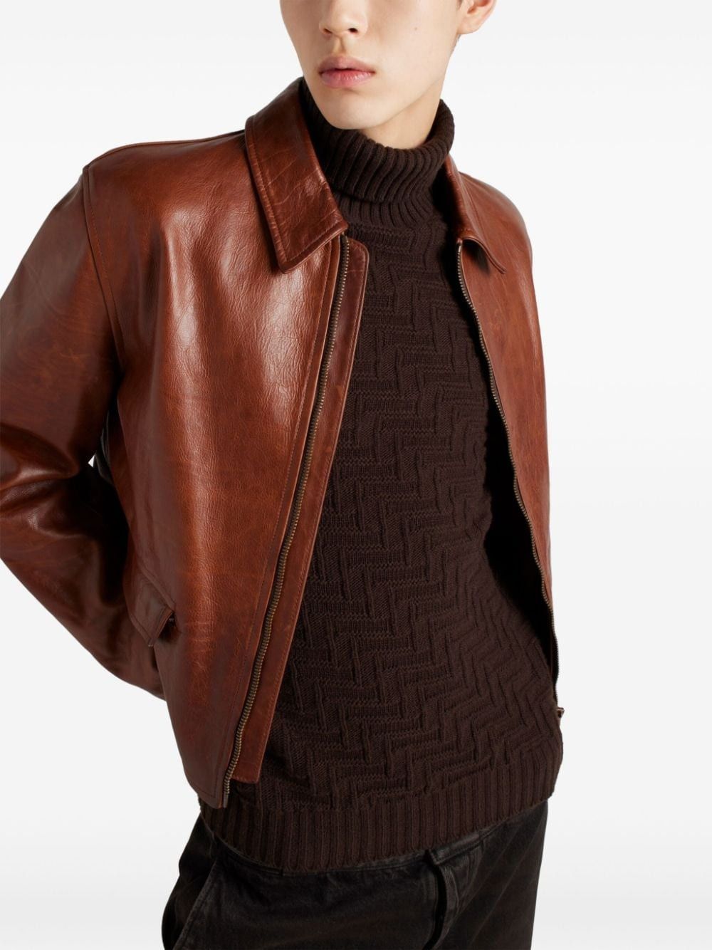 Prada o1bcso1str1025 Cashmere Wool Turtleneck Sweater in Brown Size US L / EU 52-54 / 3 - 4 Thumbnail