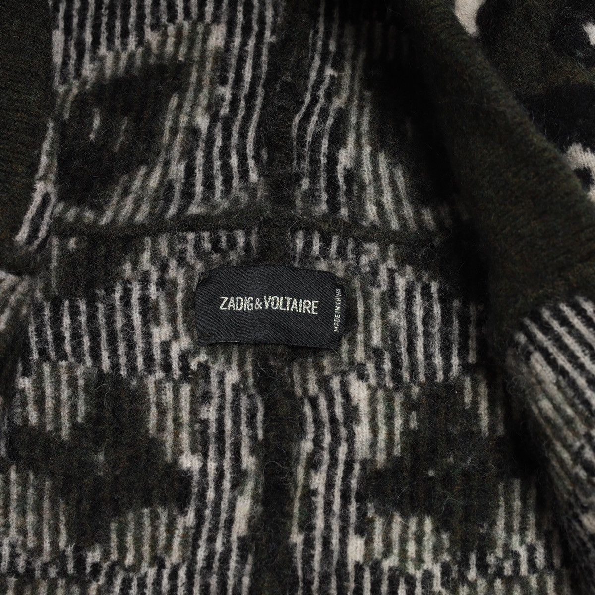 Zadig & Voltaire Zadig Voltaire Lennox Wool Zip Sweater Camo Green Leopard Size M / US 6-8 / IT 42-44 - 7 Thumbnail