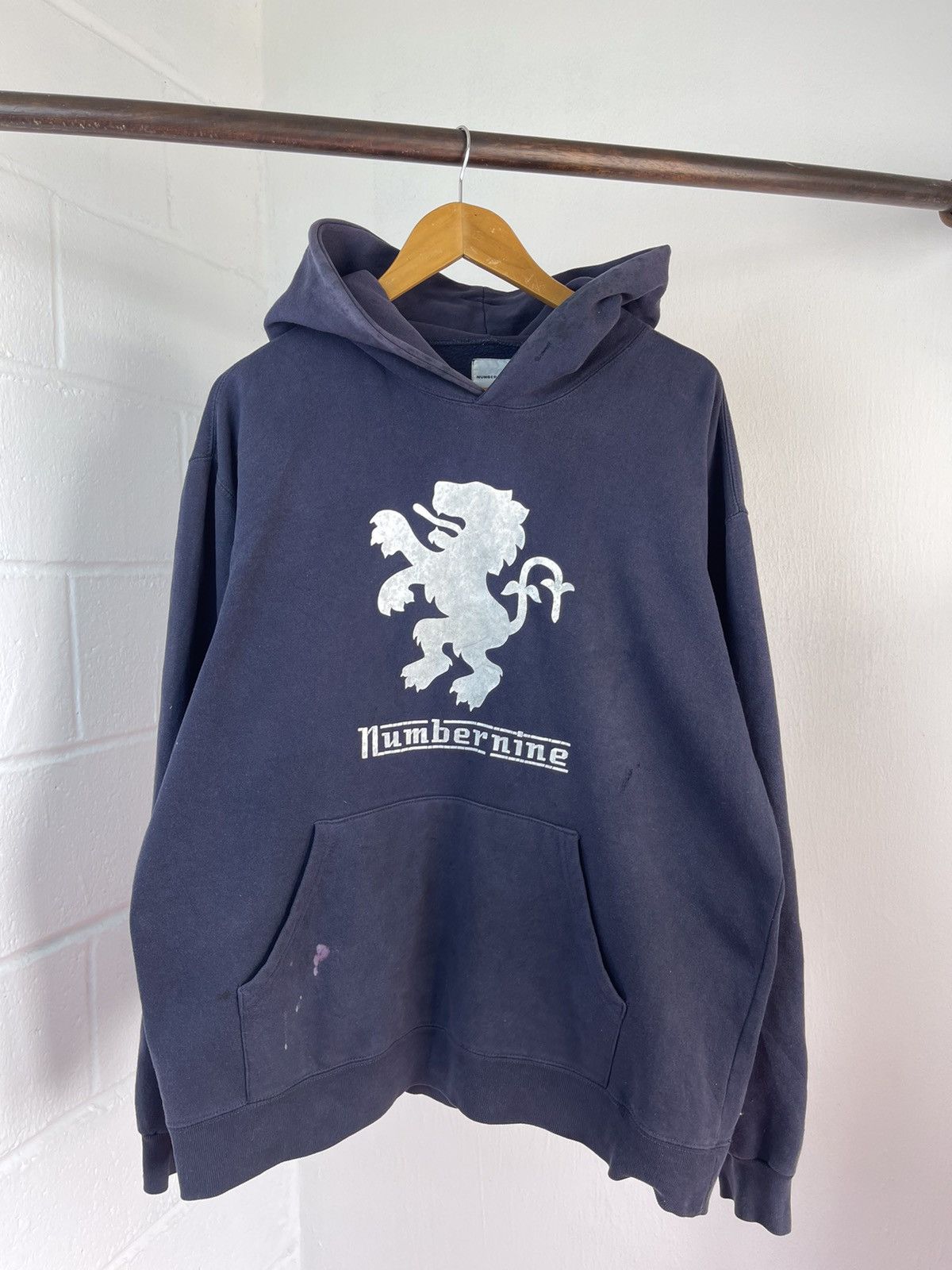image of If Six Was Nine Number Nine Lambreta Sun Faded Lion Hoodie in Black Blue, Men's (Size Large)