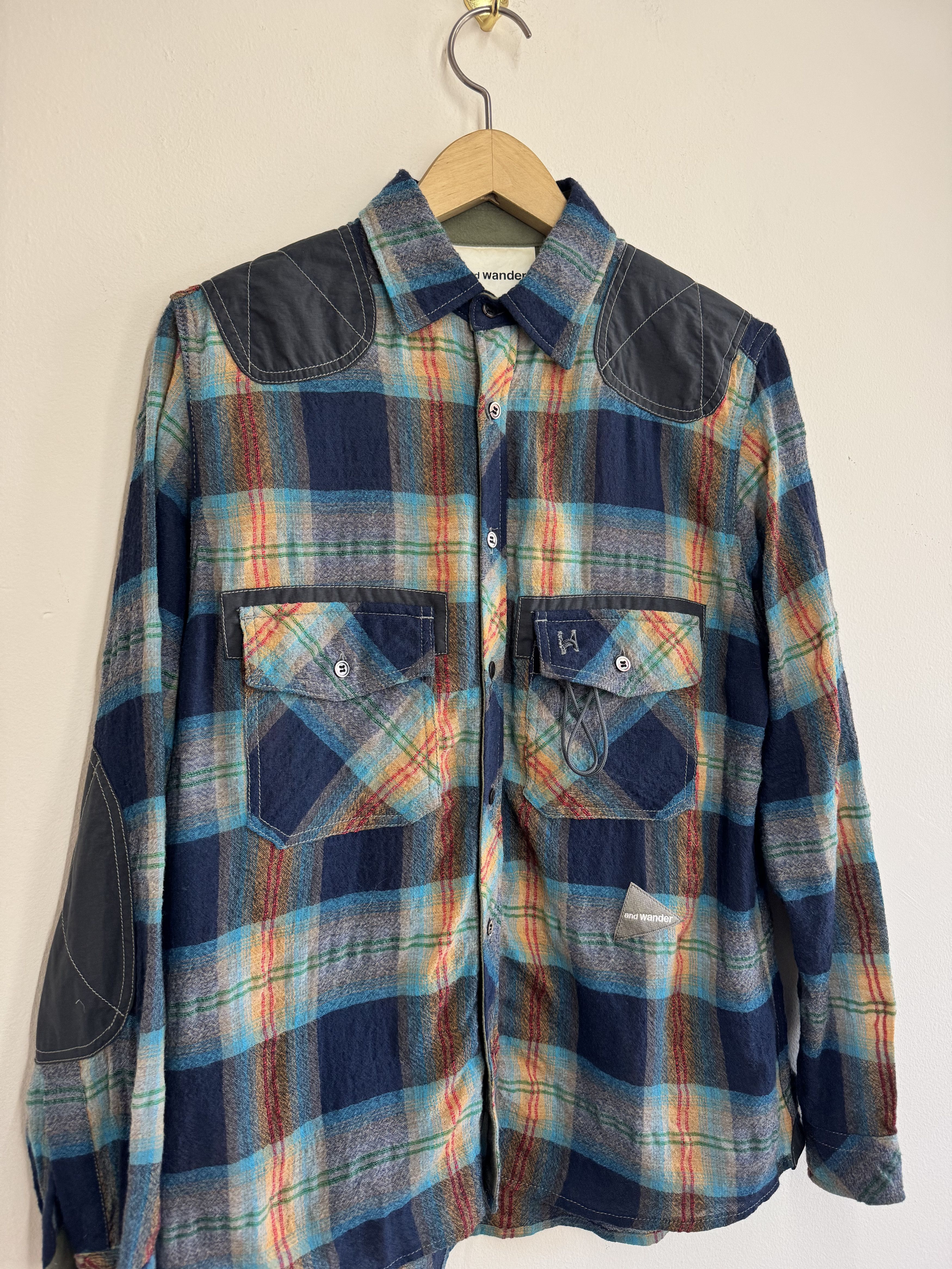 And Wander and wander Wool Check Shirt - Plaid / Multicolor Size US M / EU 48-50 / 2 - 2 Thumbnail